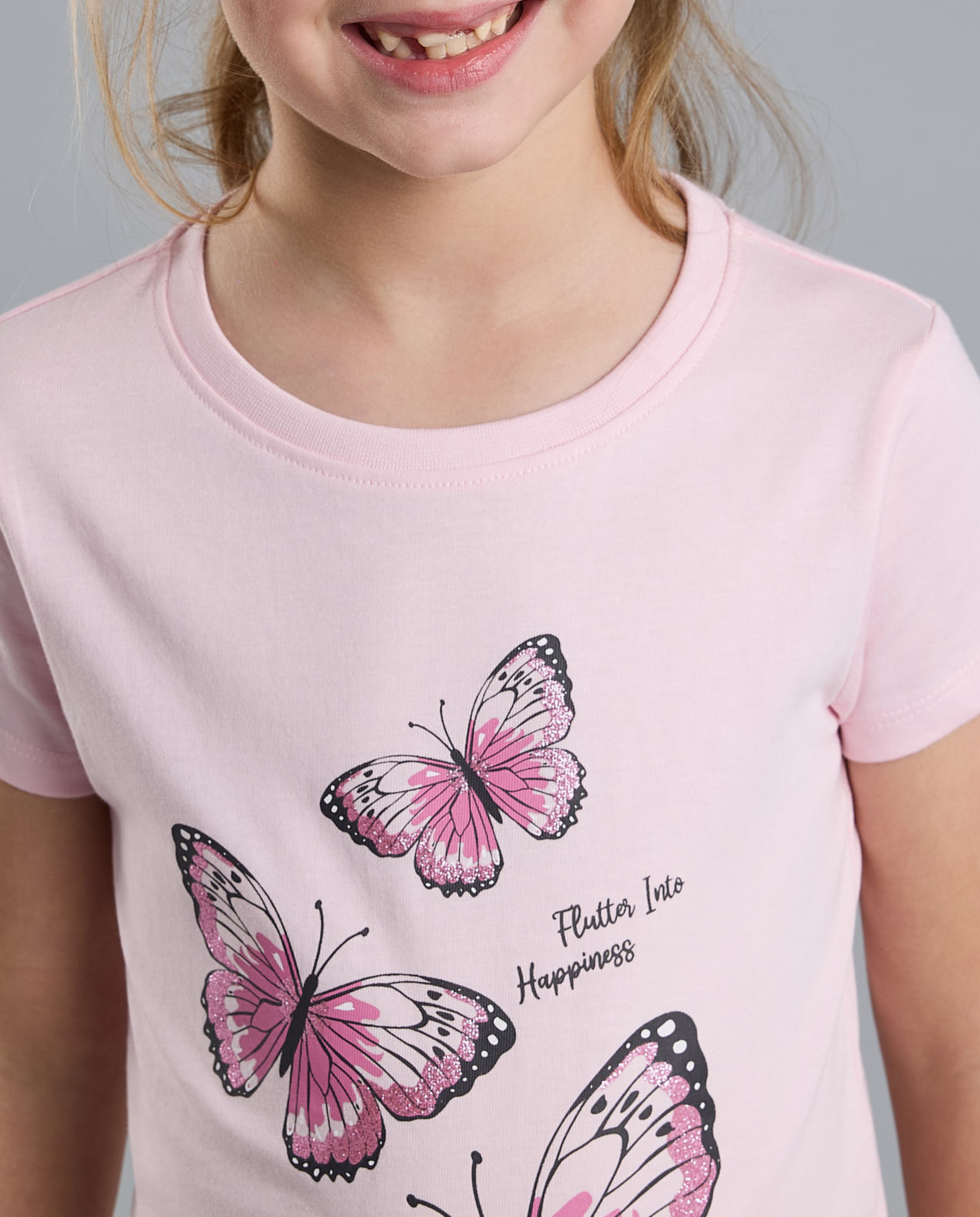 Printed T-Shirt with Crew Neck and Short Sleeves