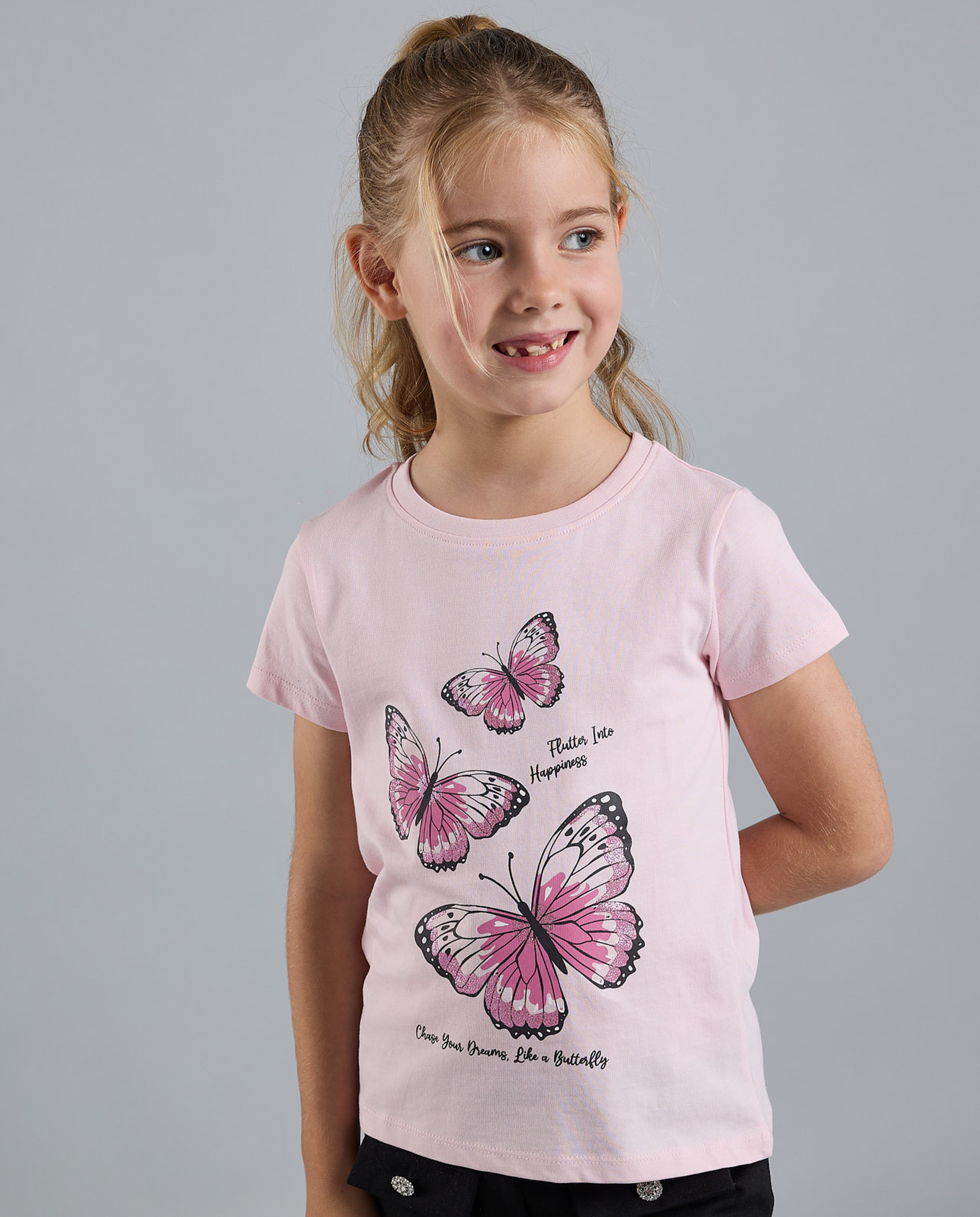 Printed T-Shirt with Crew Neck and Short Sleeves