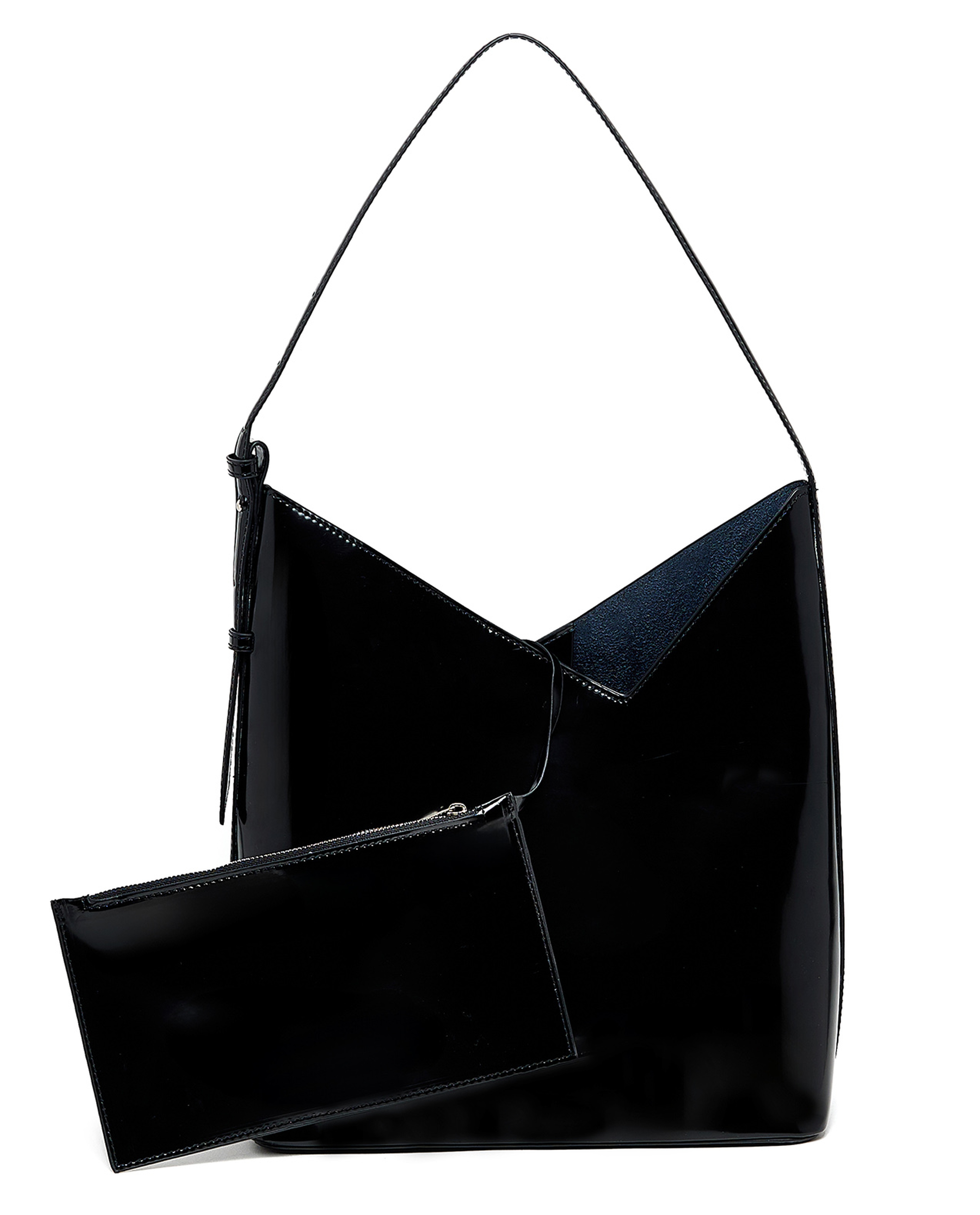 Glossy Shoulder Bag and Pouch Set