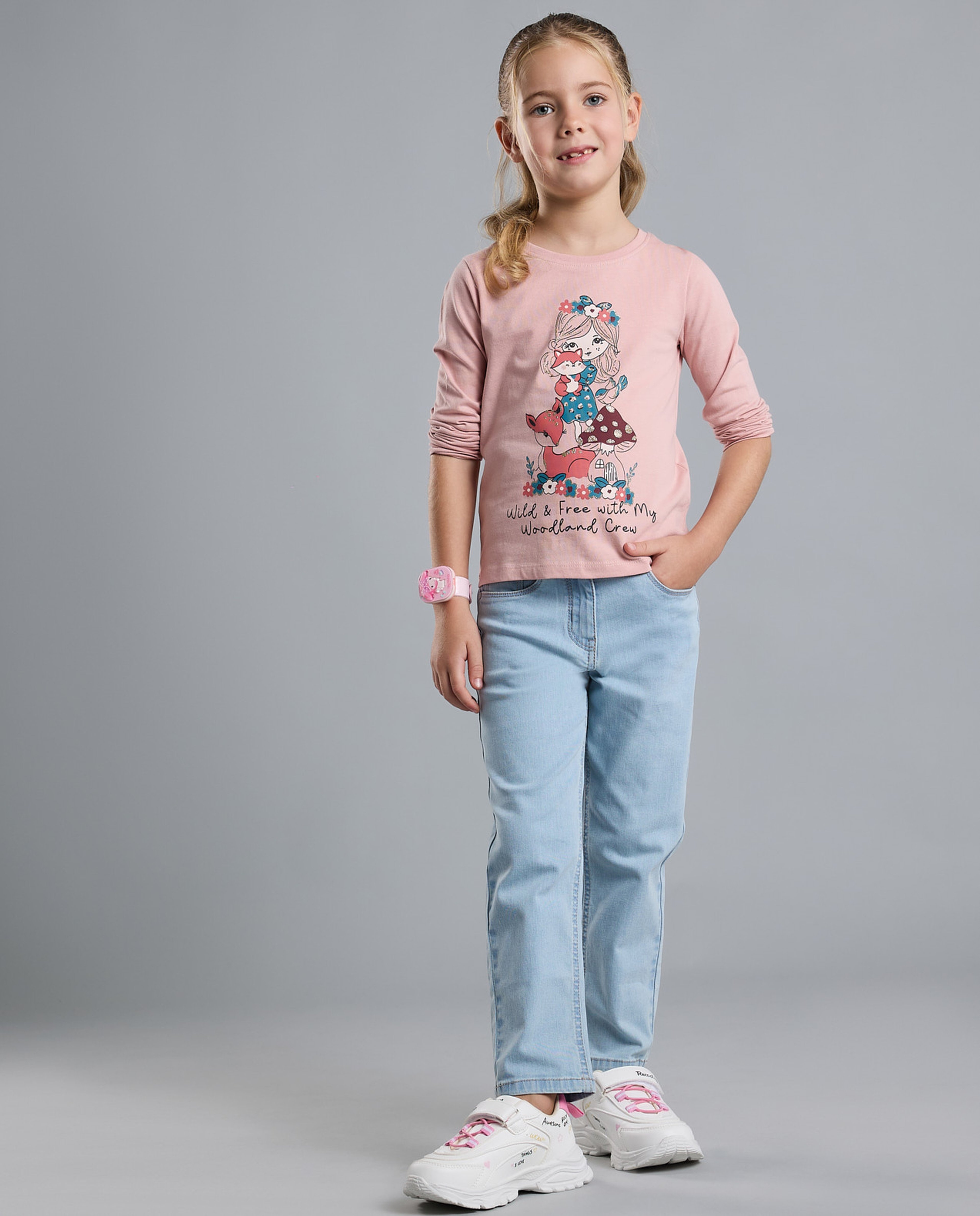 Faded Straight Fit Jeans with Button Closure