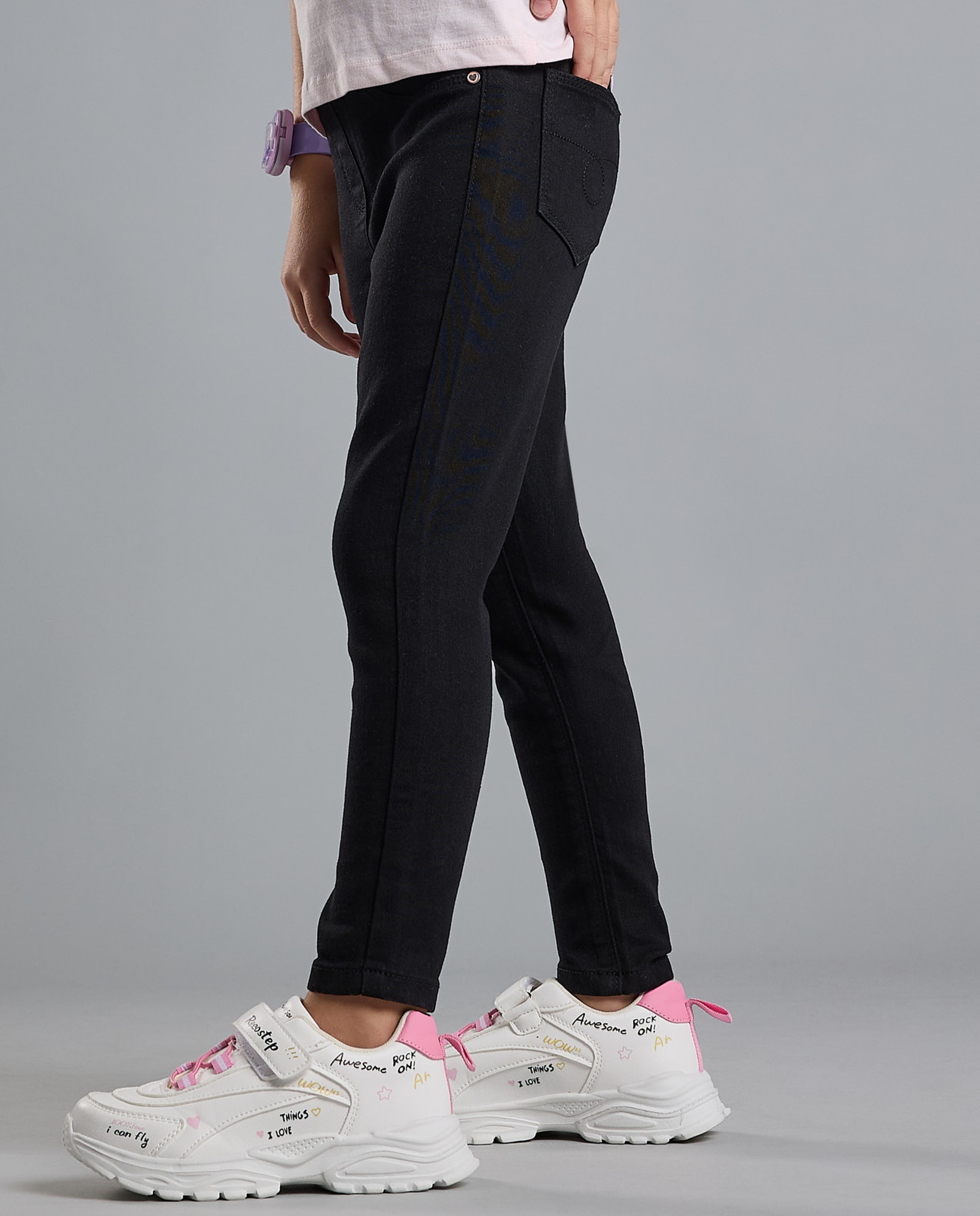 Solid Jeggings with Elastic Waist