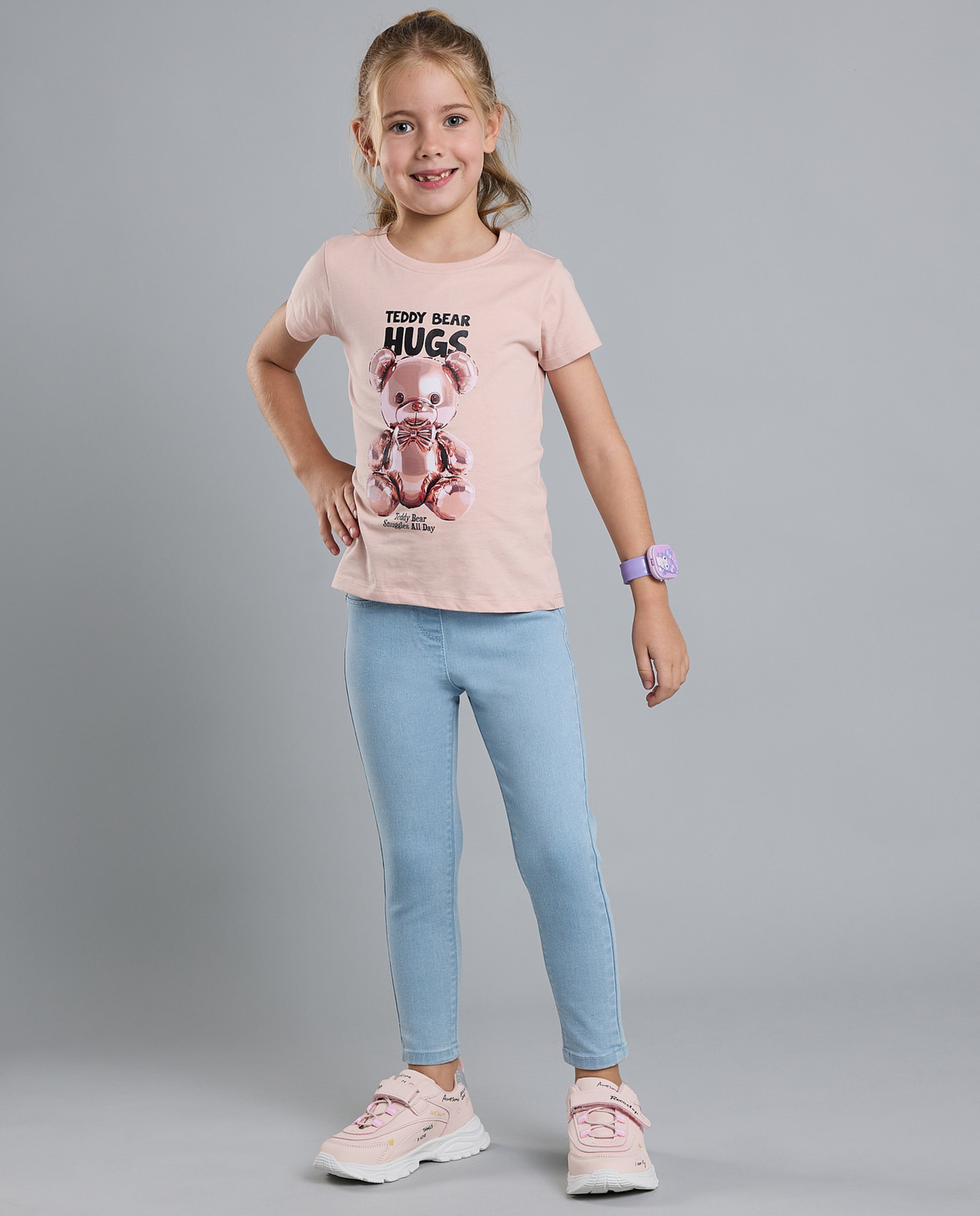 Faded Jeggings with Elastic Waist