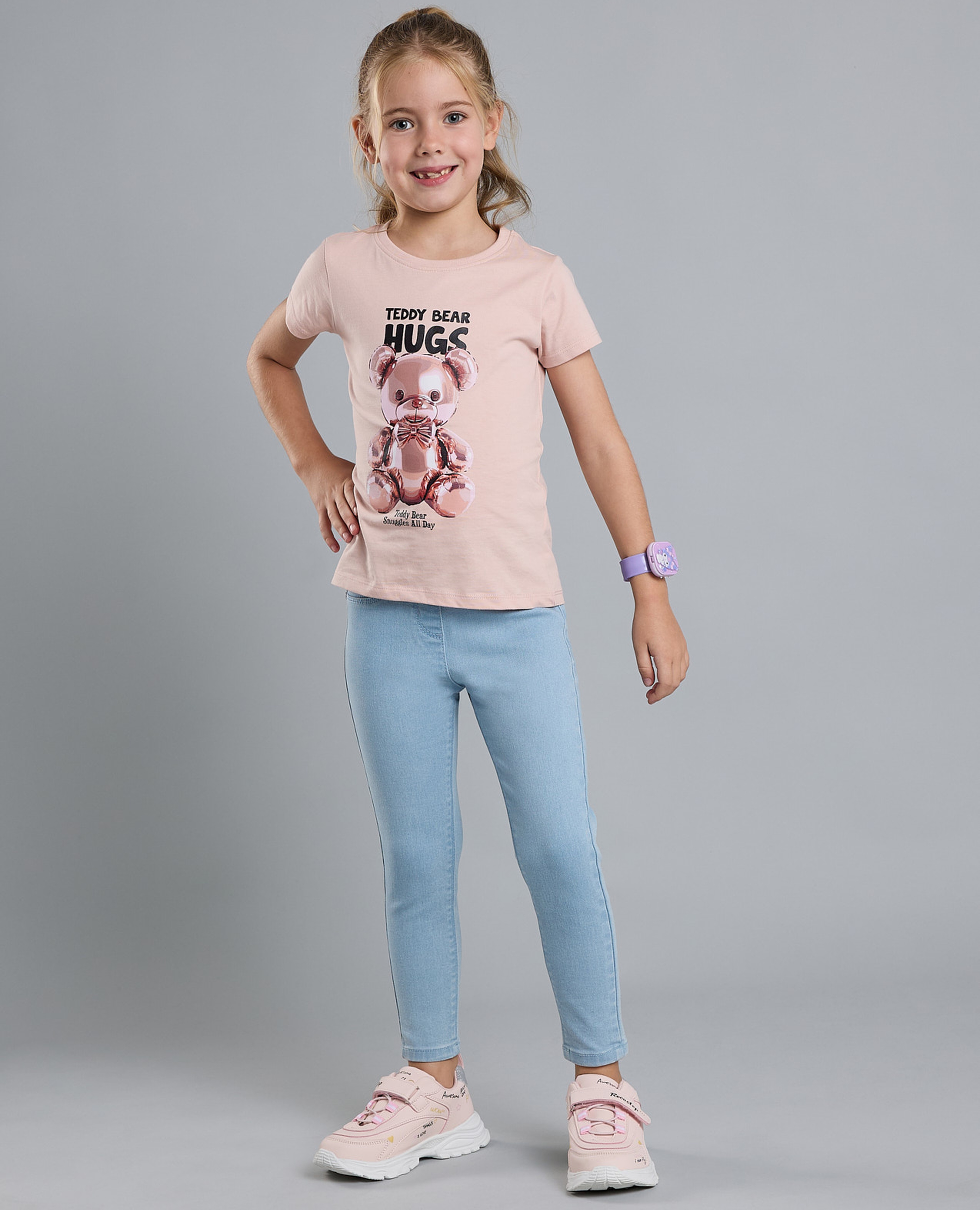 Faded Jeggings with Elastic Waist