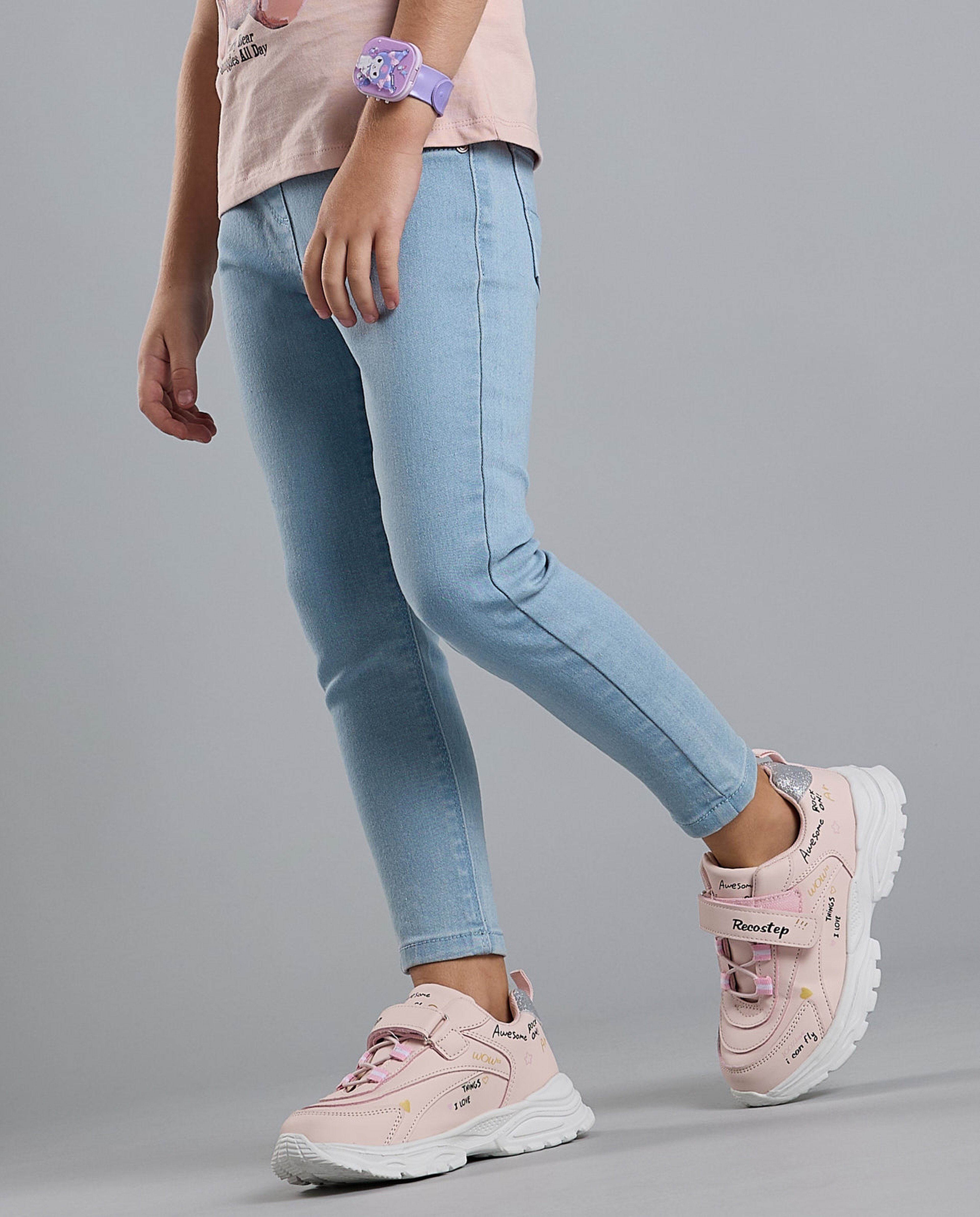 Faded Jeggings with Elastic Waist