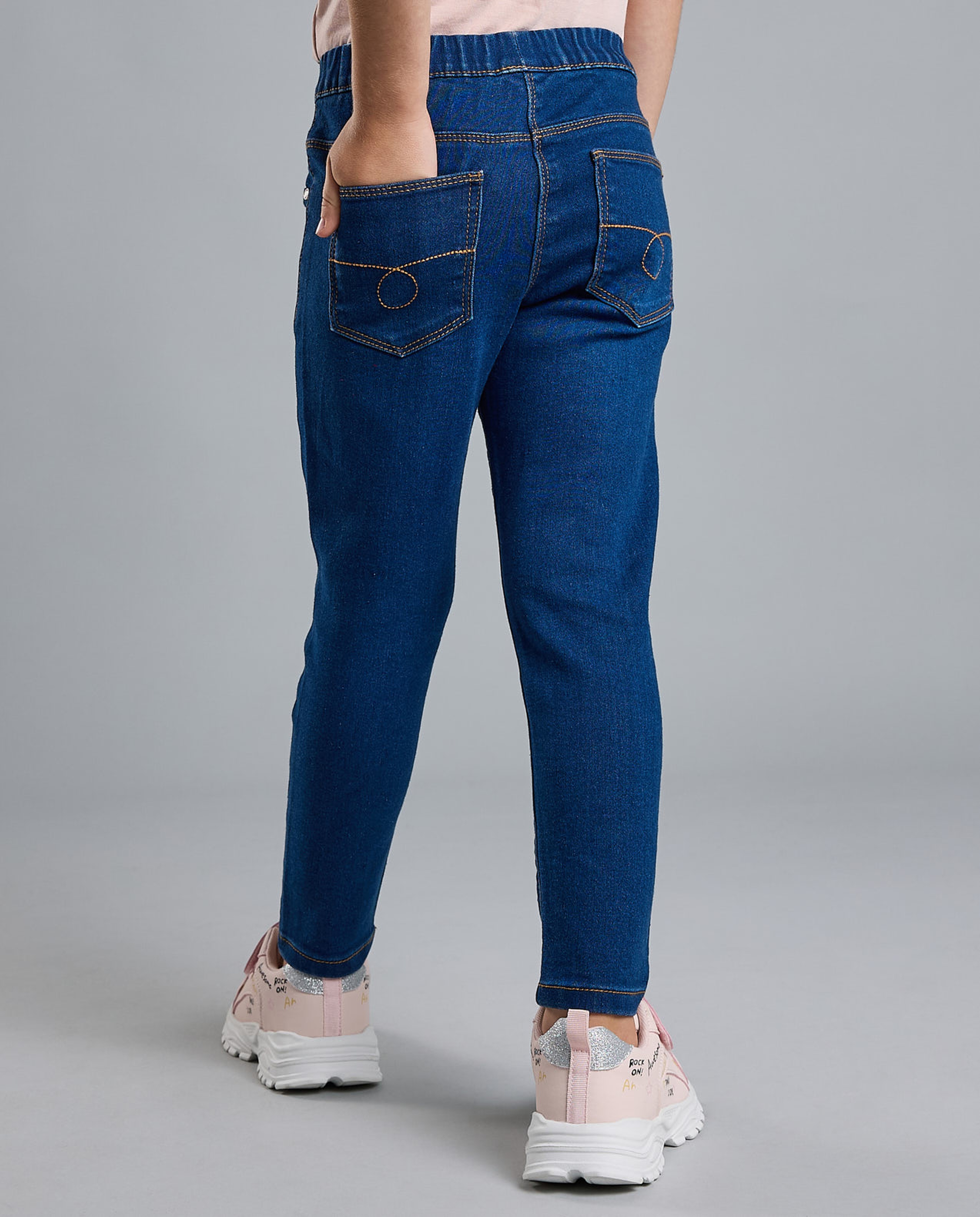 Solid Jeggings with Elastic Waist