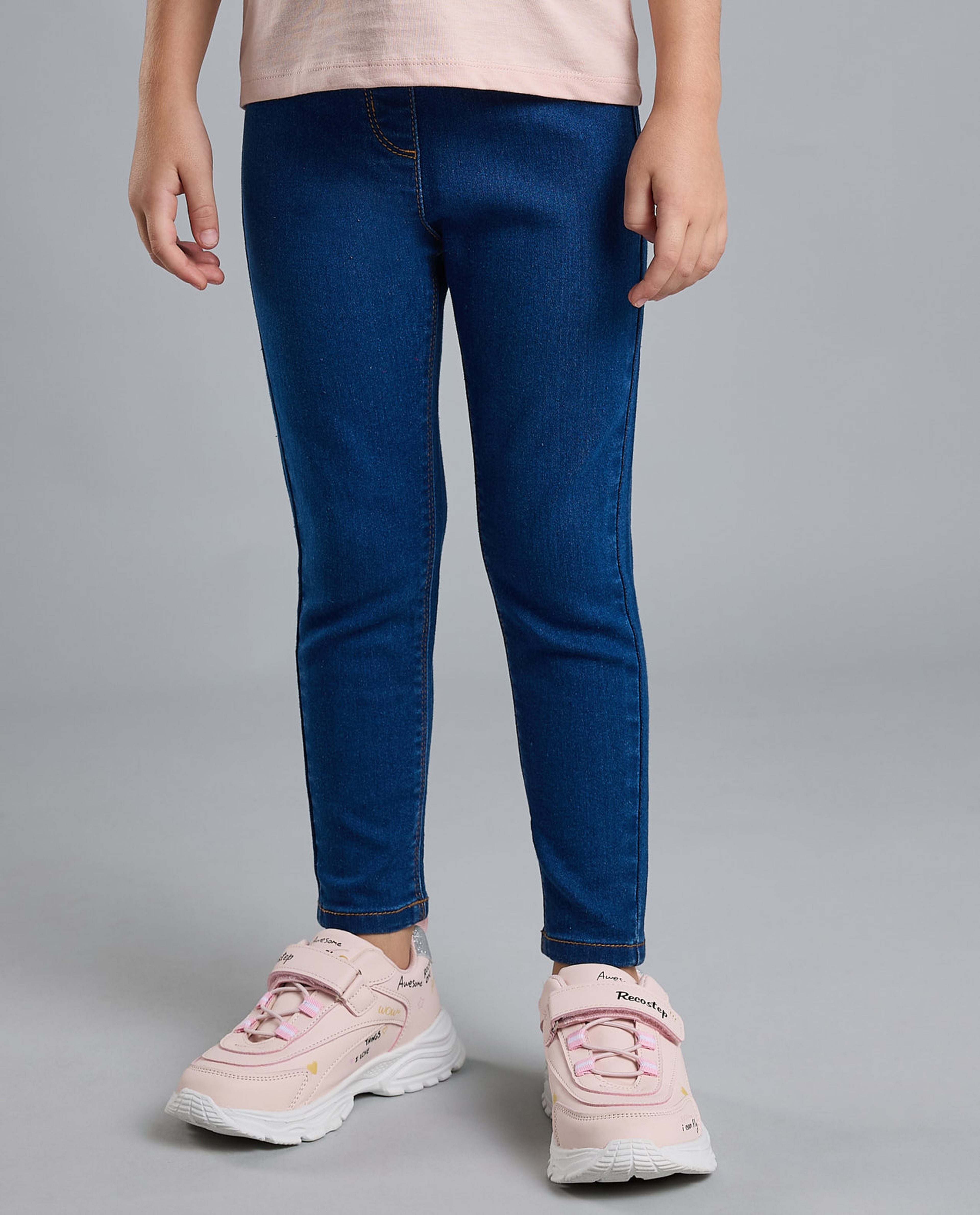 Solid Jeggings with Elastic Waist