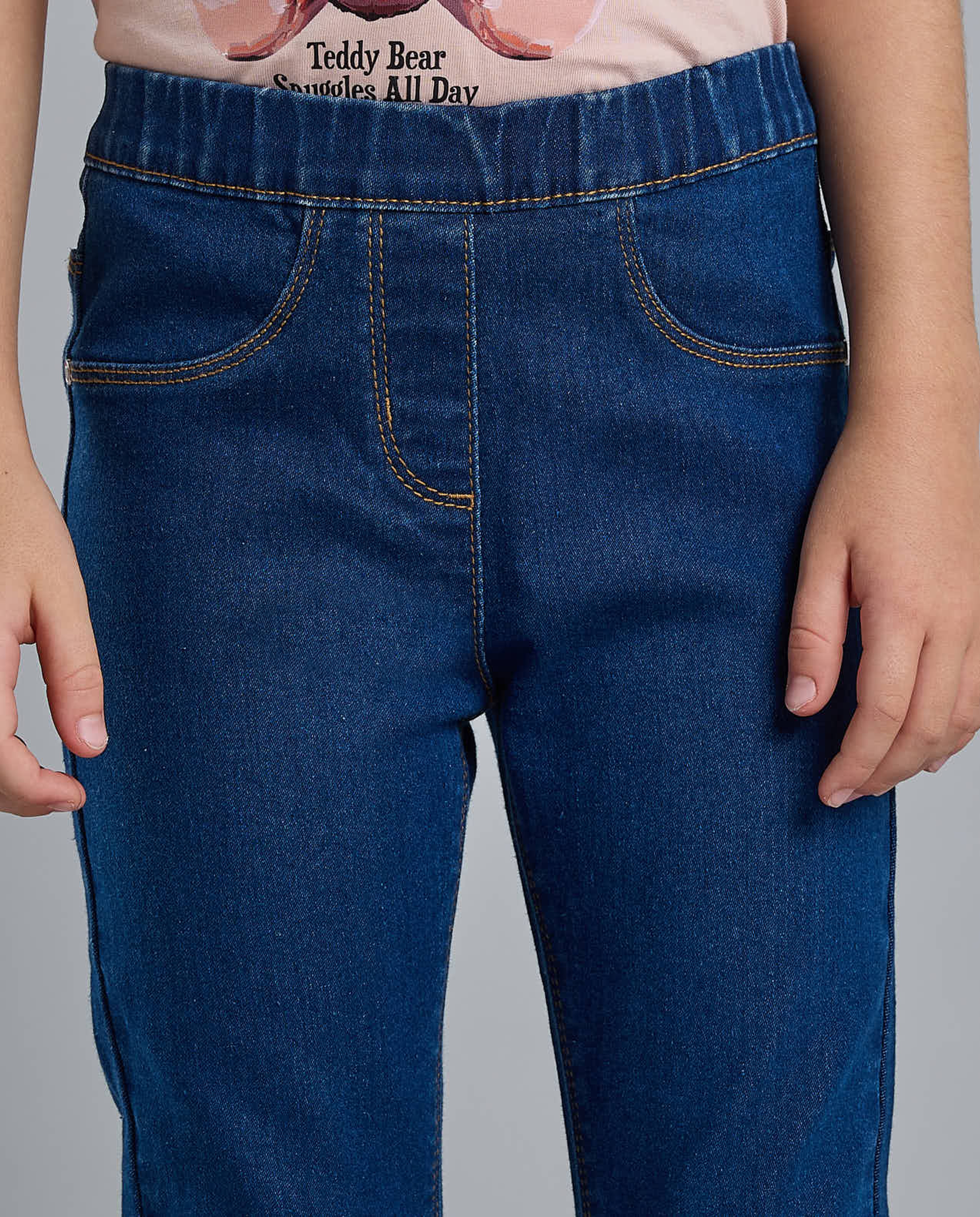 Solid Jeggings with Elastic Waist