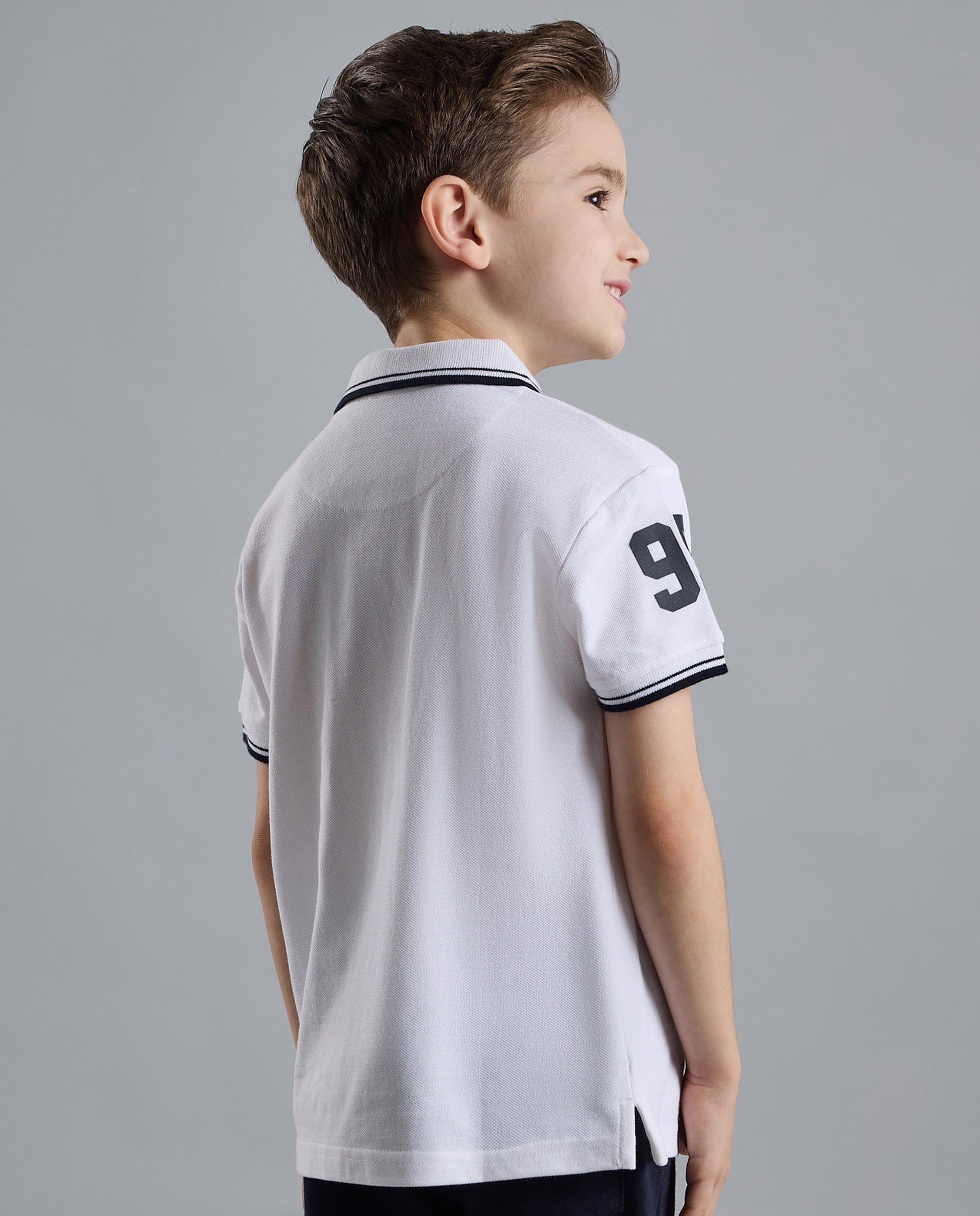 Print Detail Polo T-Shirt with Short Sleeves