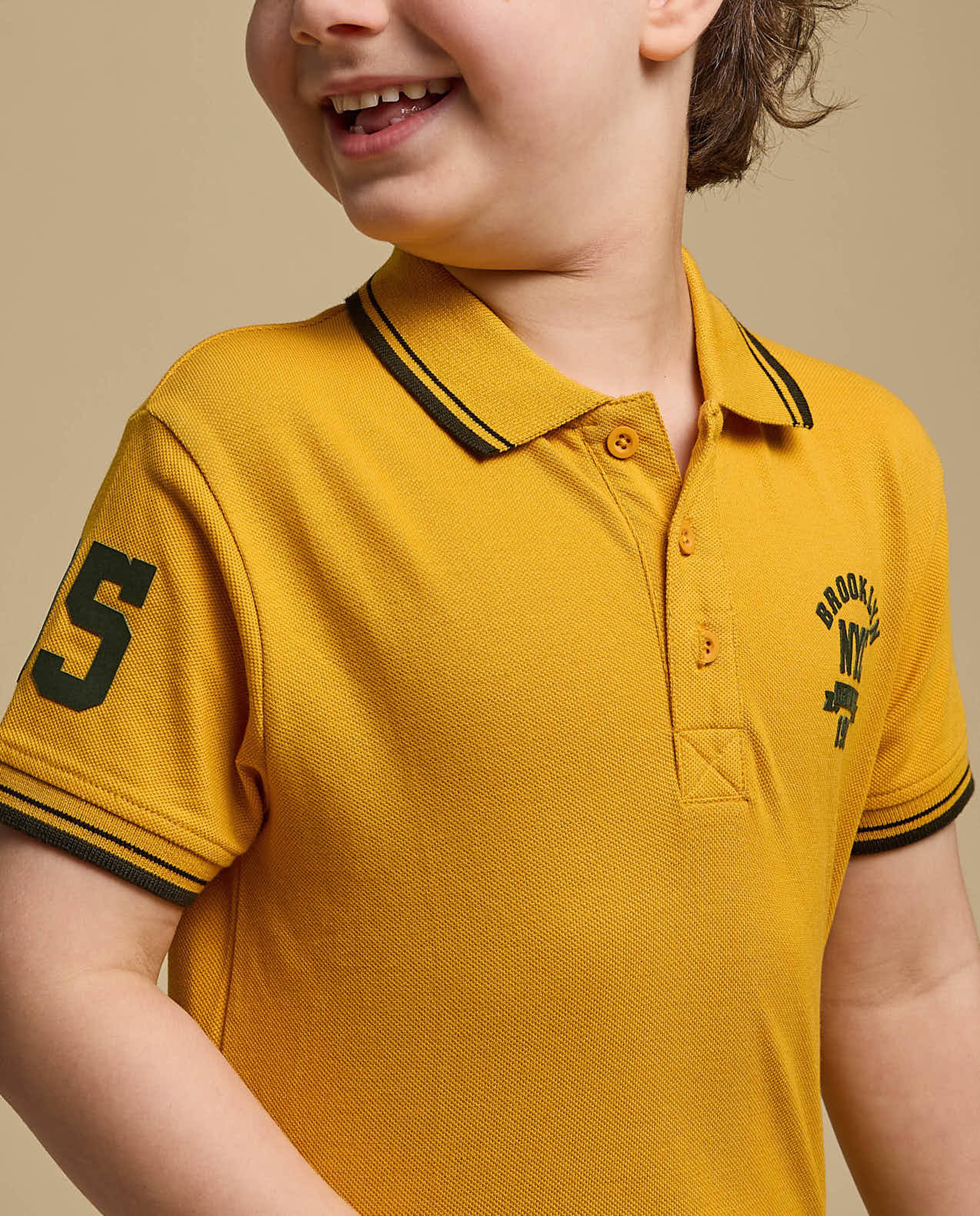 Print Detail Polo T-Shirt with Short Sleeves