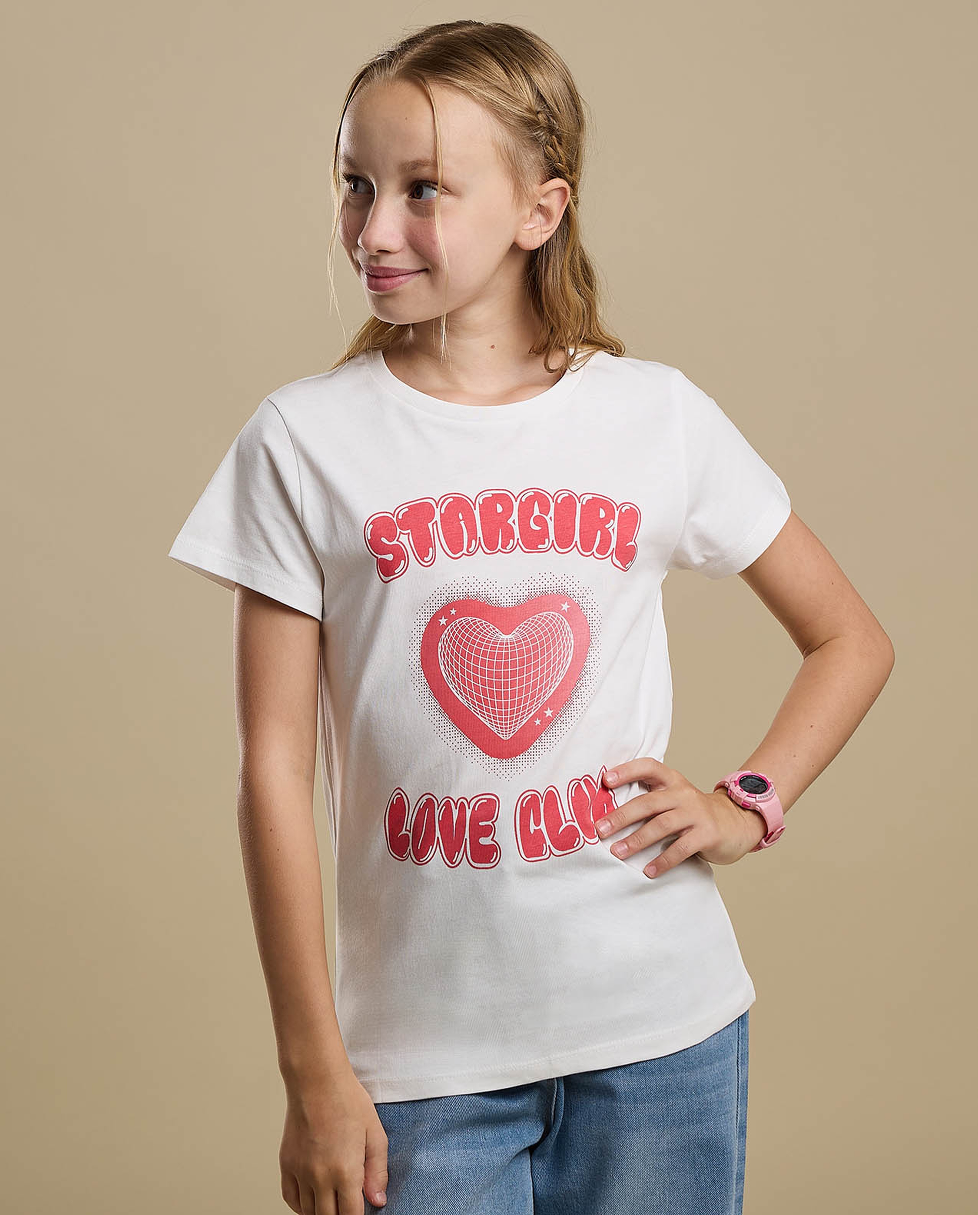 Graphic Print T-Shirt with Crew Neck and Short Sleeves