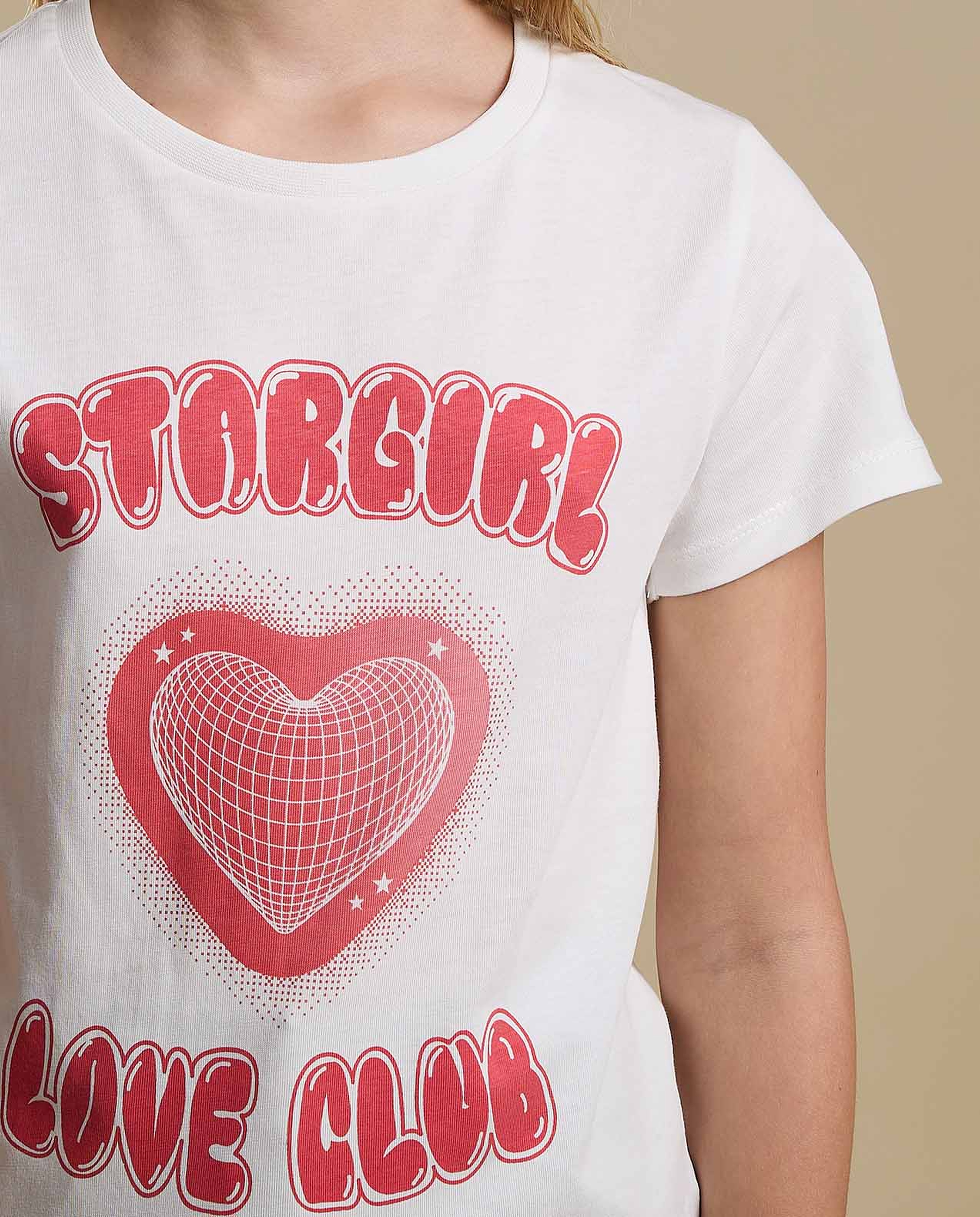 Graphic Print T-Shirt with Crew Neck and Short Sleeves