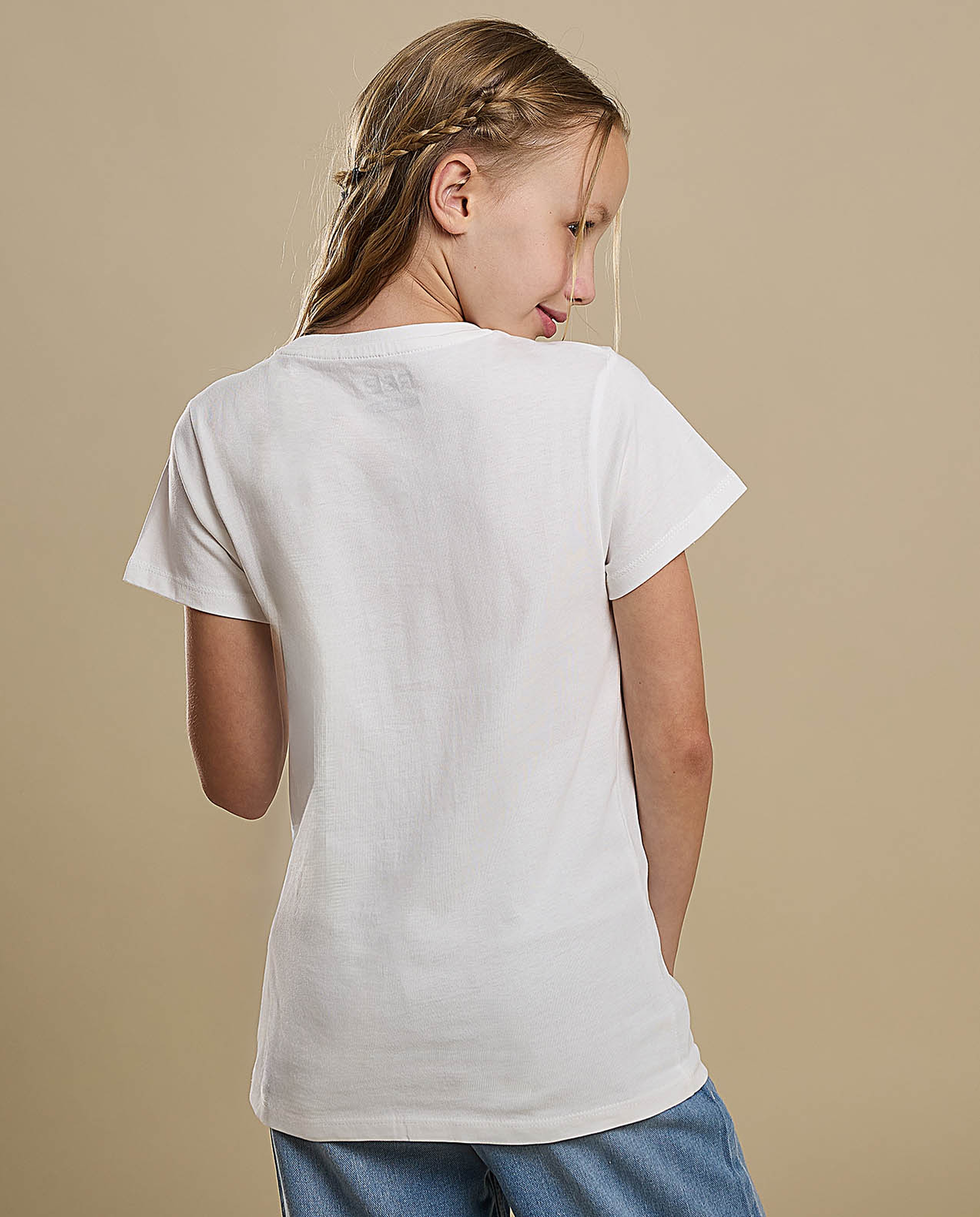 Graphic Print T-Shirt with Crew Neck and Short Sleeves