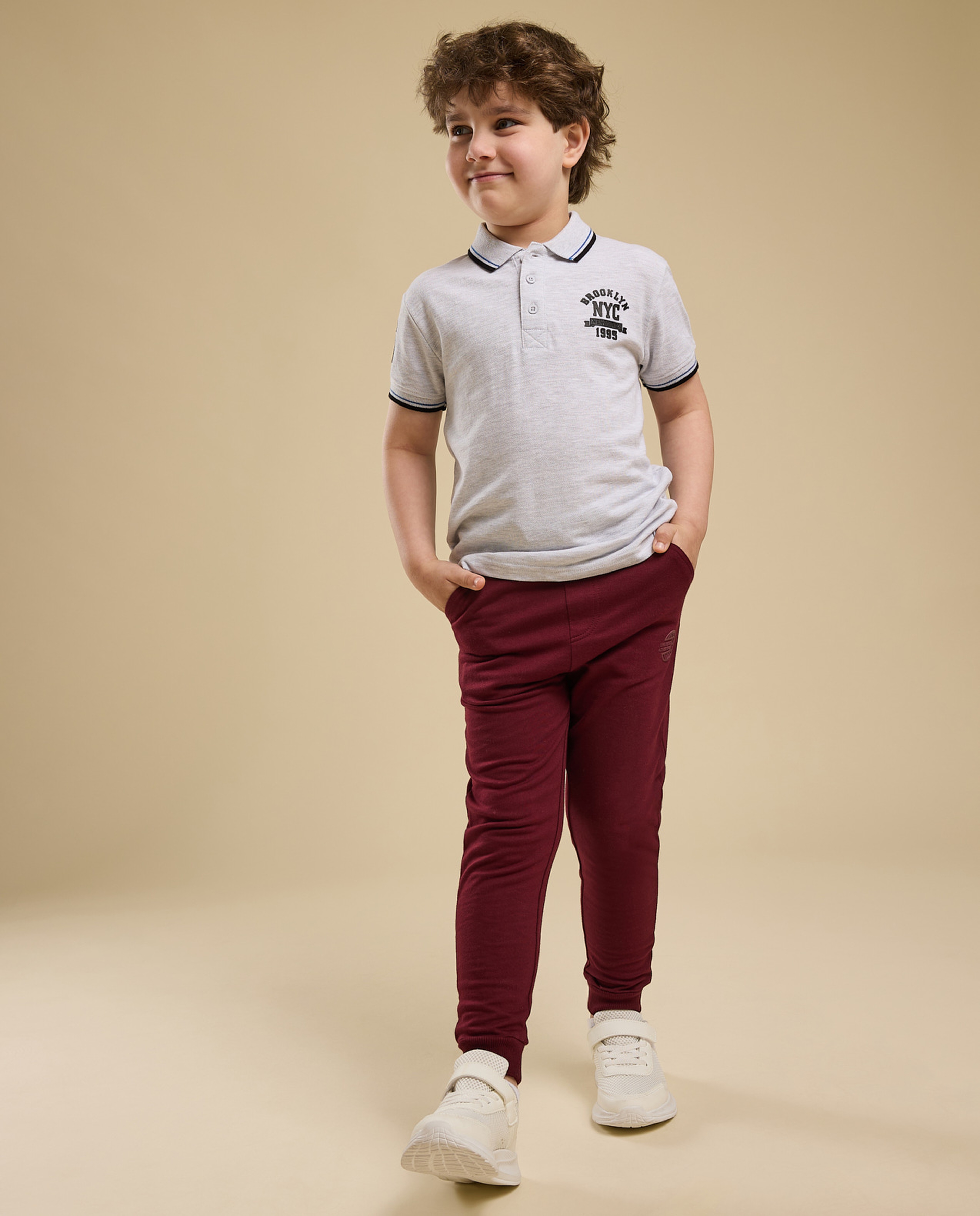 Print Detail Polo T-Shirt with Short Sleeves