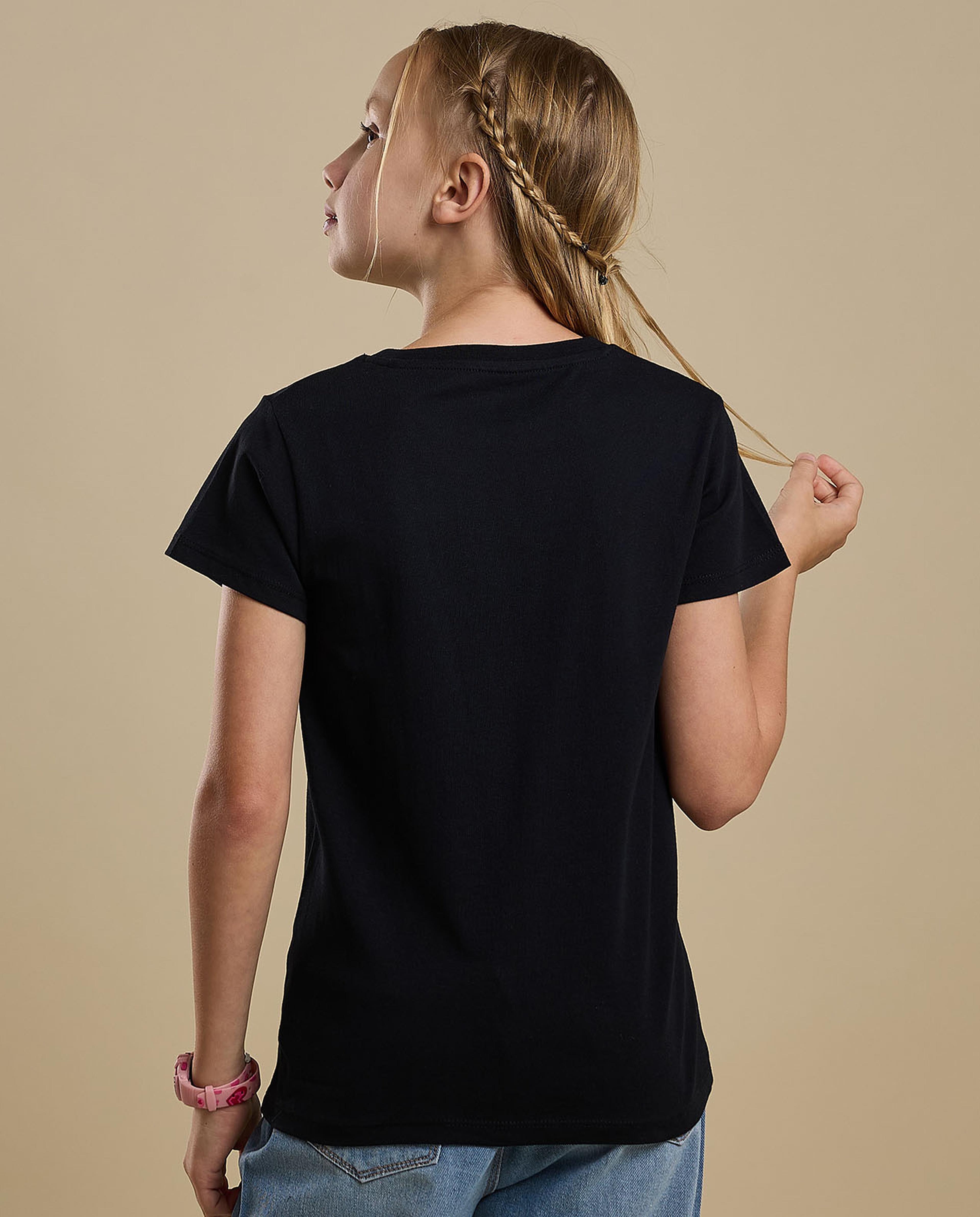 Graphic Print T-Shirt with Crew Neck and Short Sleeves