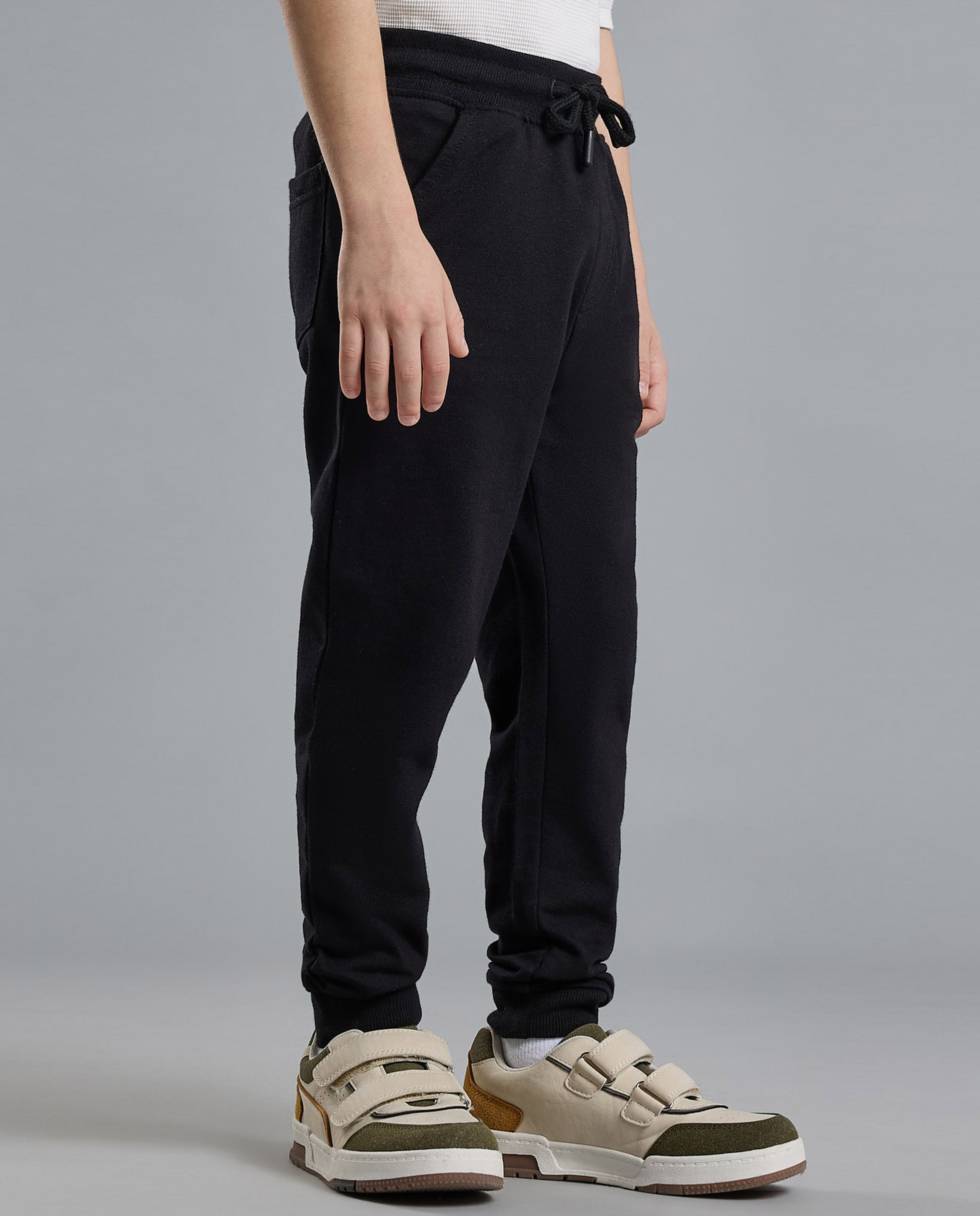 Solid Joggers with Drawstring Waist