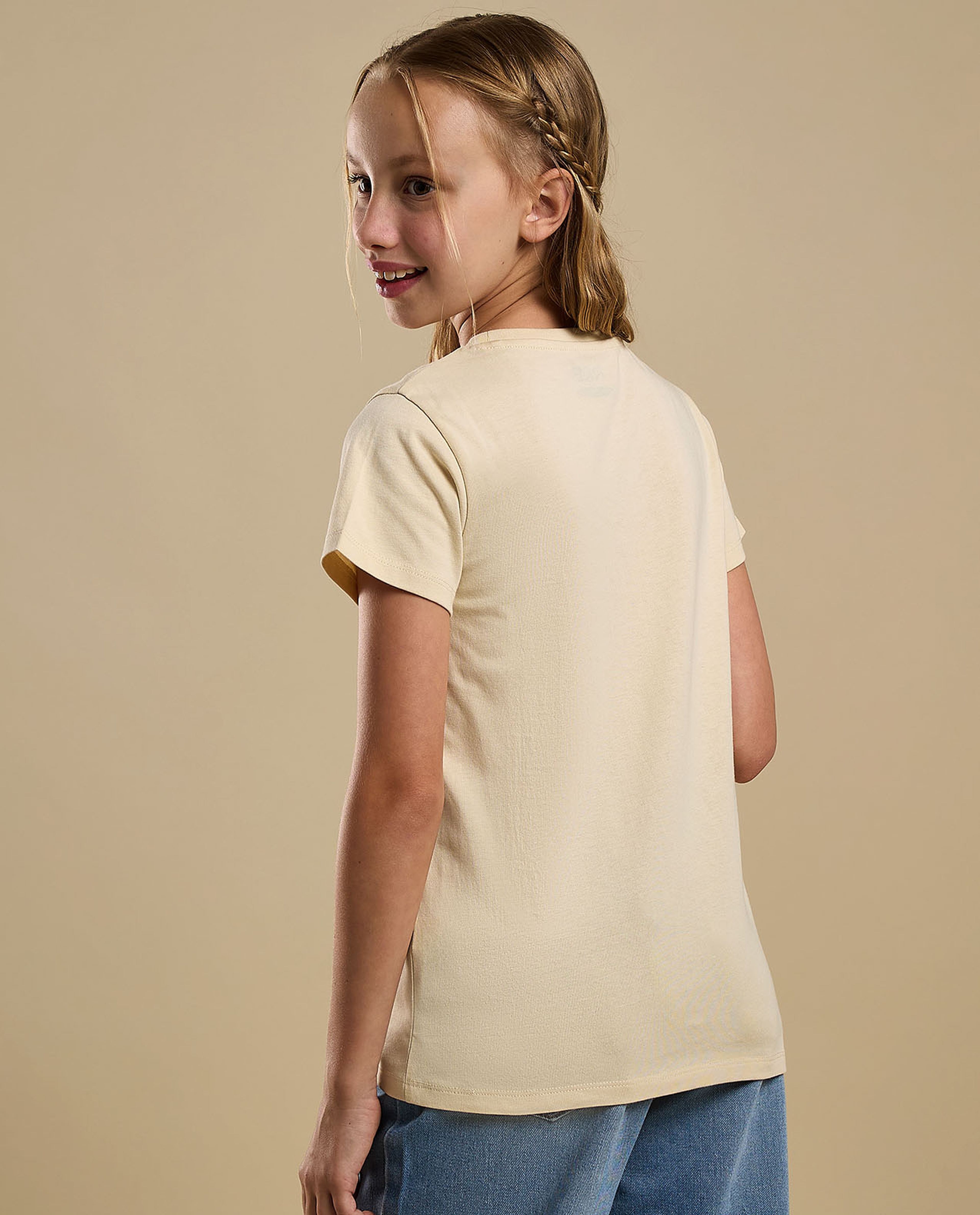 Graphic Print T-Shirt with Crew Neck and Short Sleeves