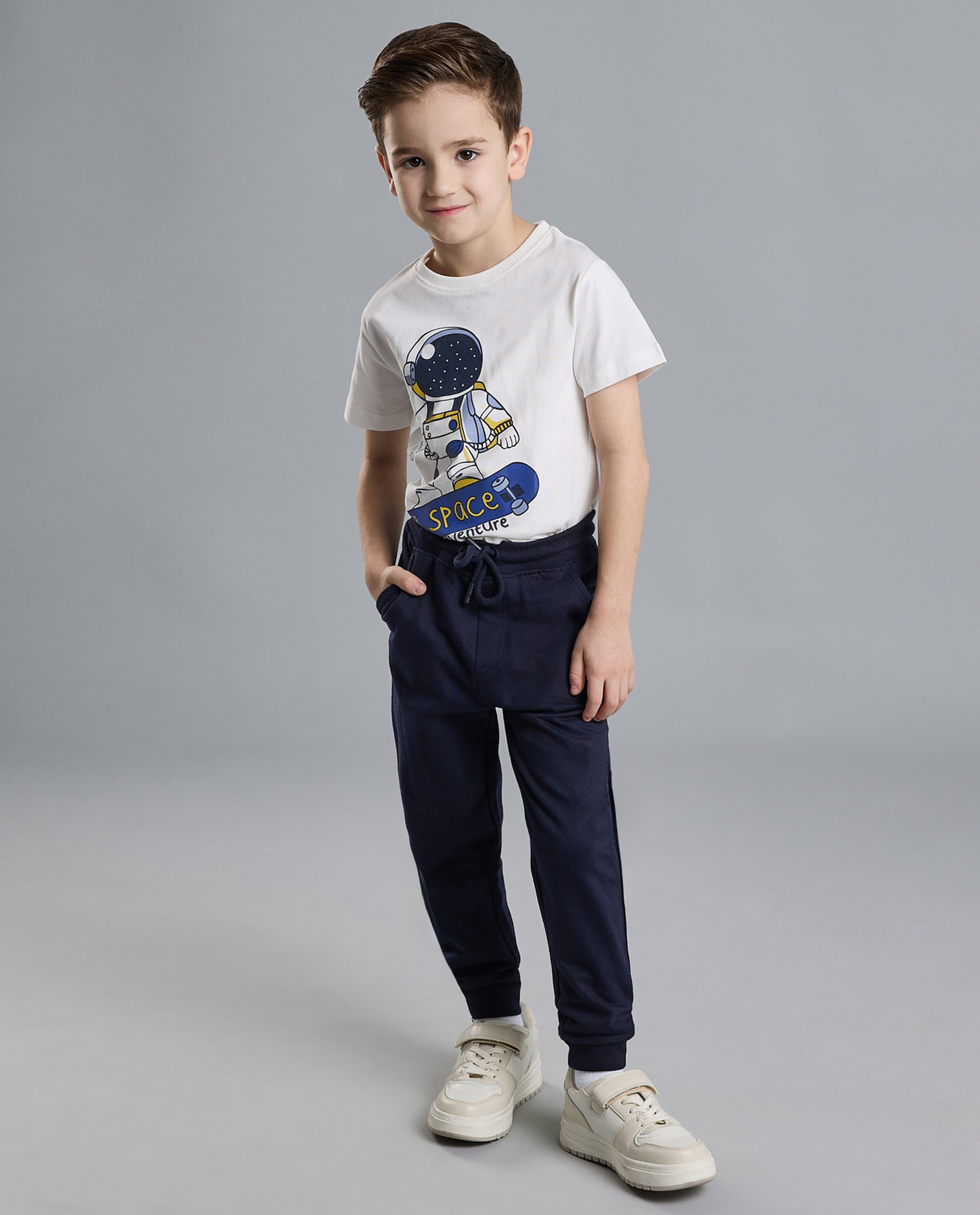 Solid Joggers with Drawstring Waist