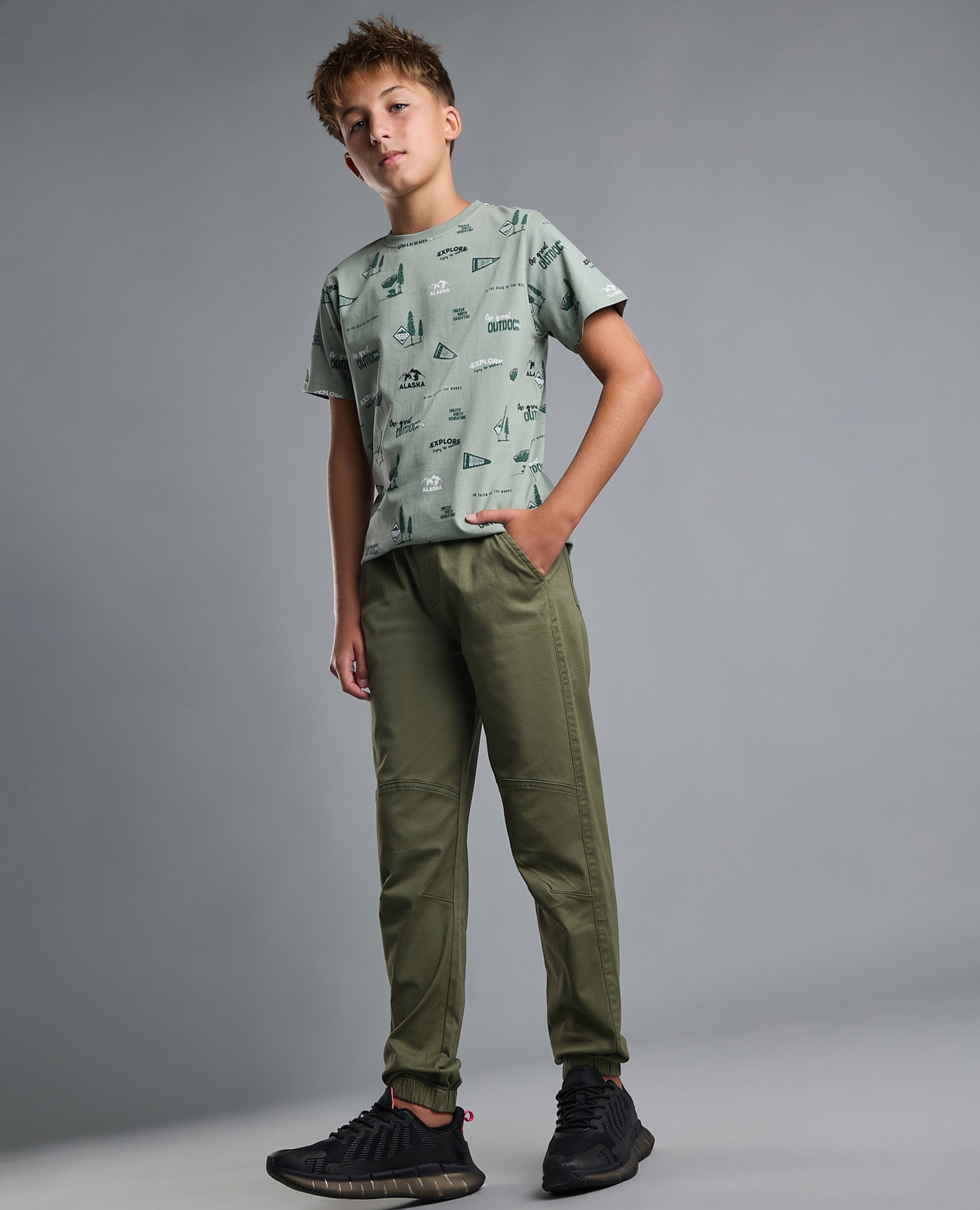 Solid Jogger Pants with Drawstring Waist