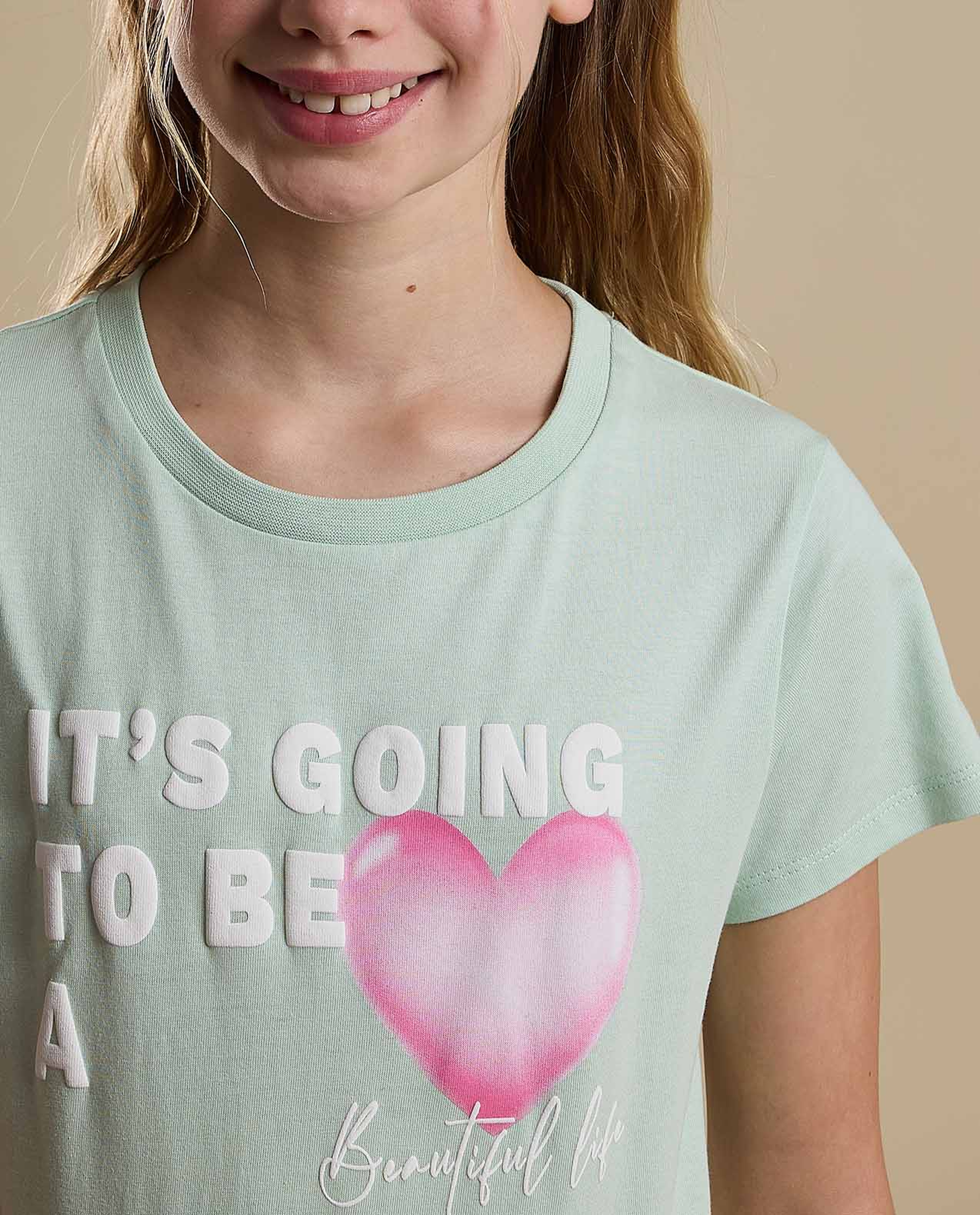 Graphic Print T-Shirt with Crew Neck and Short Sleeves