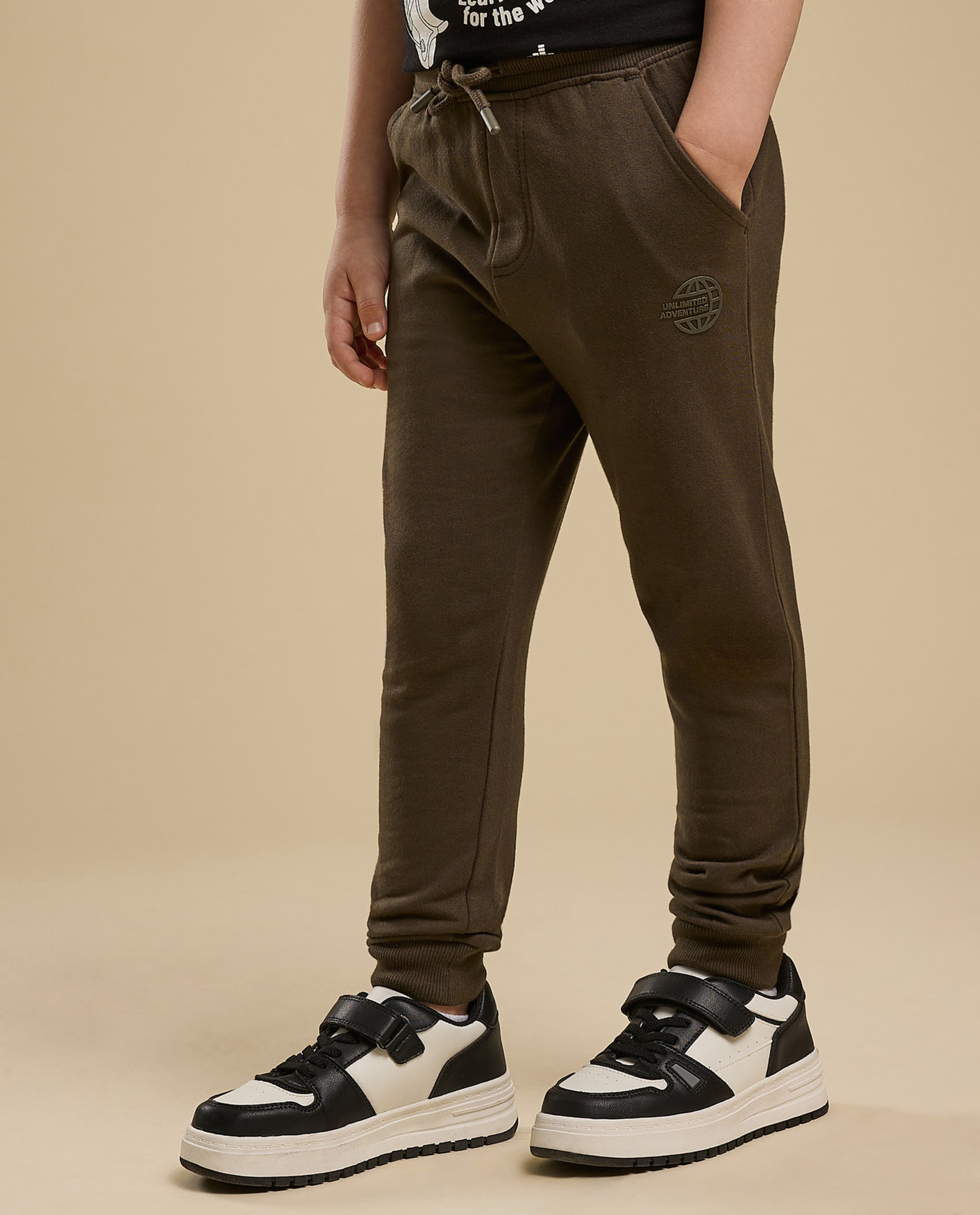 Solid Joggers with Drawstring Waist