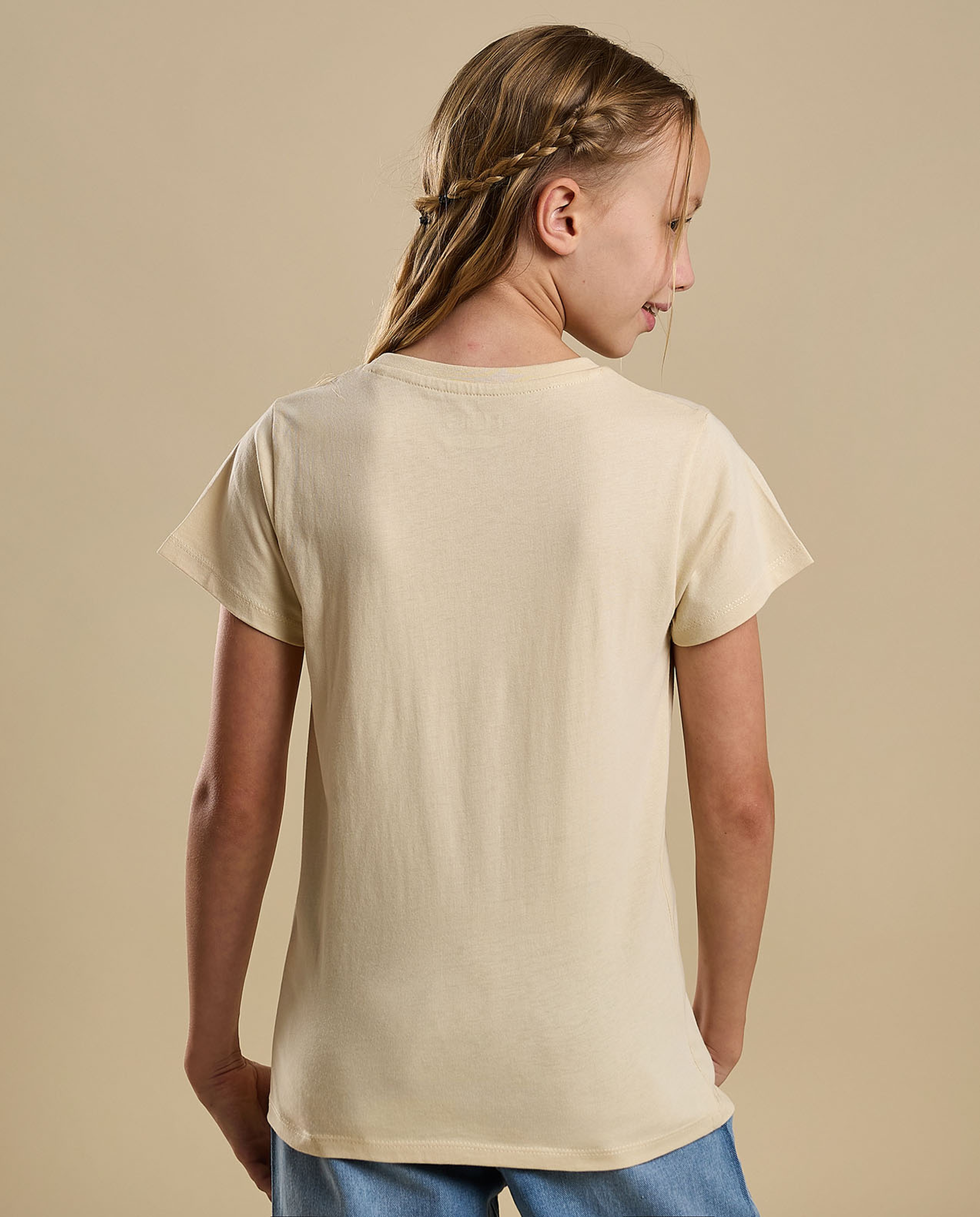 Foil Print T-Shirt with Crew Neck and Short Sleeves