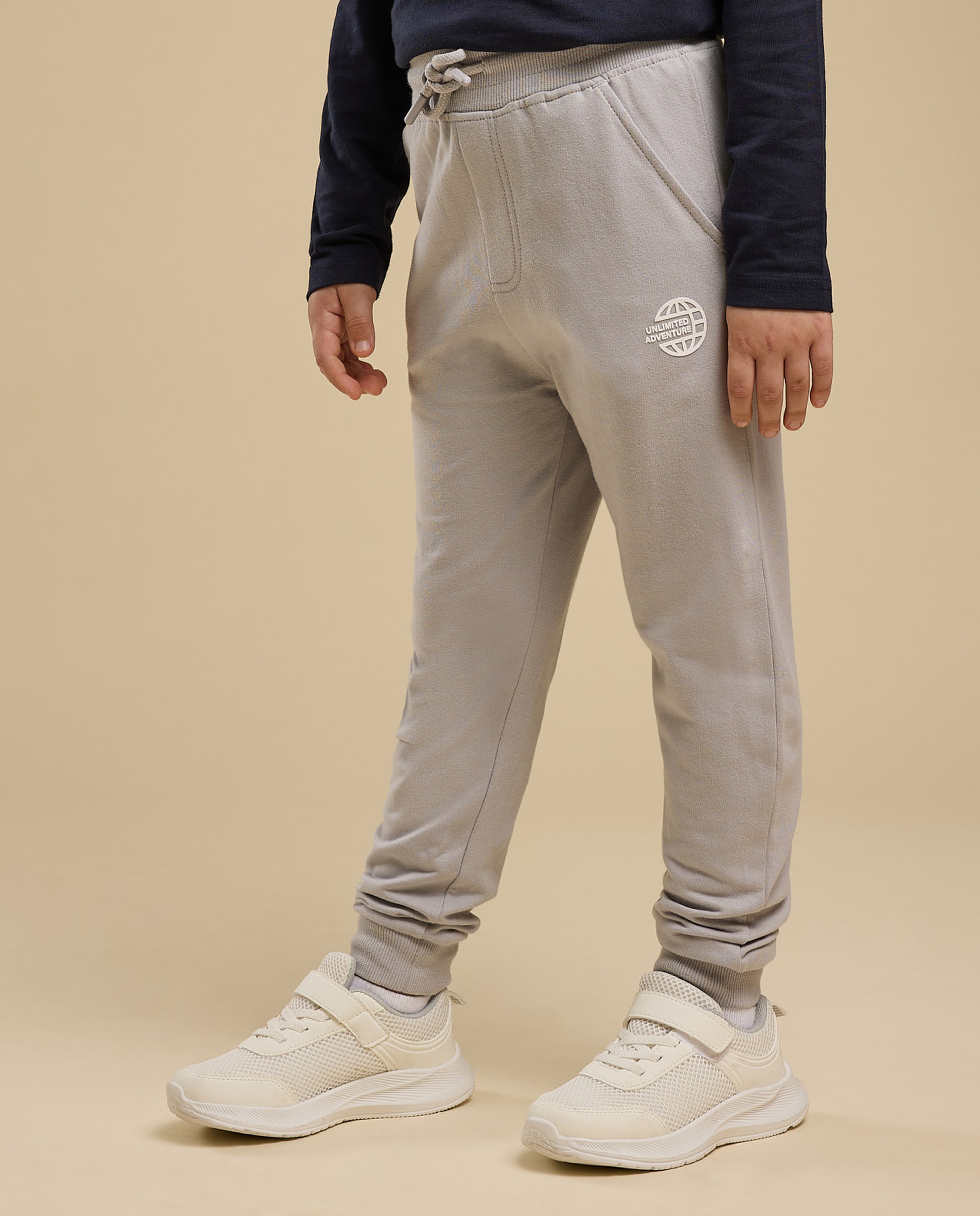 Solid Joggers with Drawstring Waist