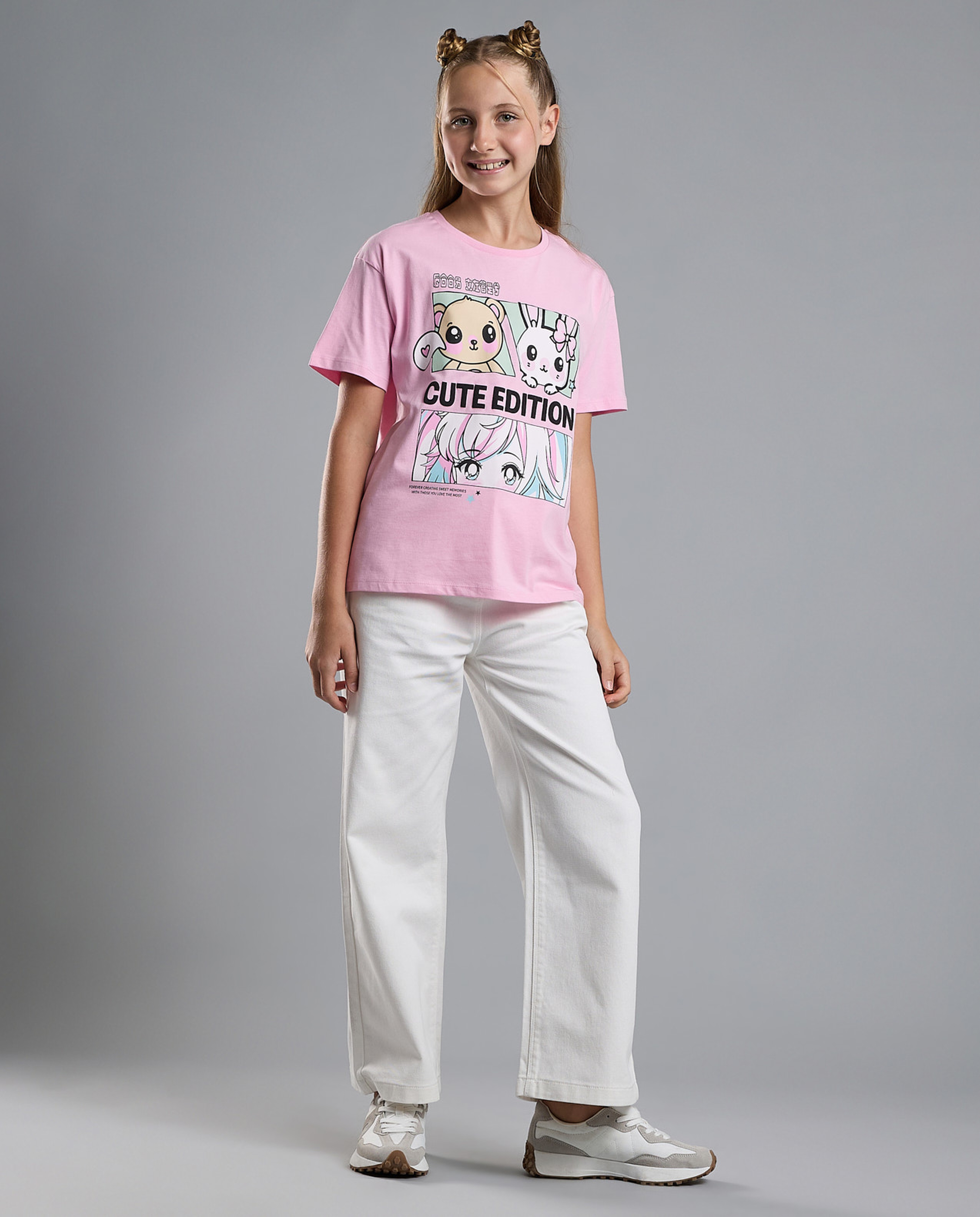 Printed T-Shirt with Crew Neck and Short Sleeves