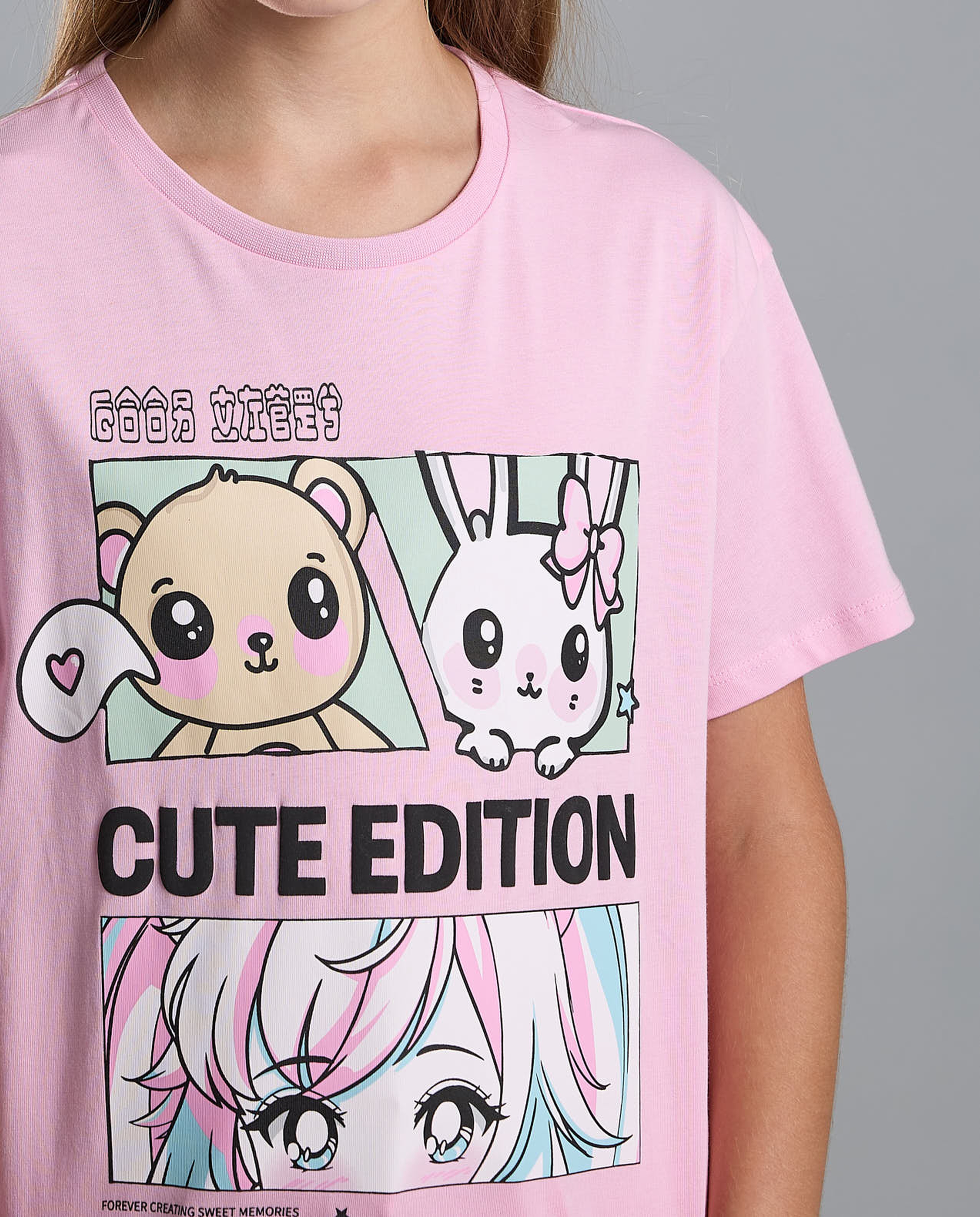 Printed T-Shirt with Crew Neck and Short Sleeves