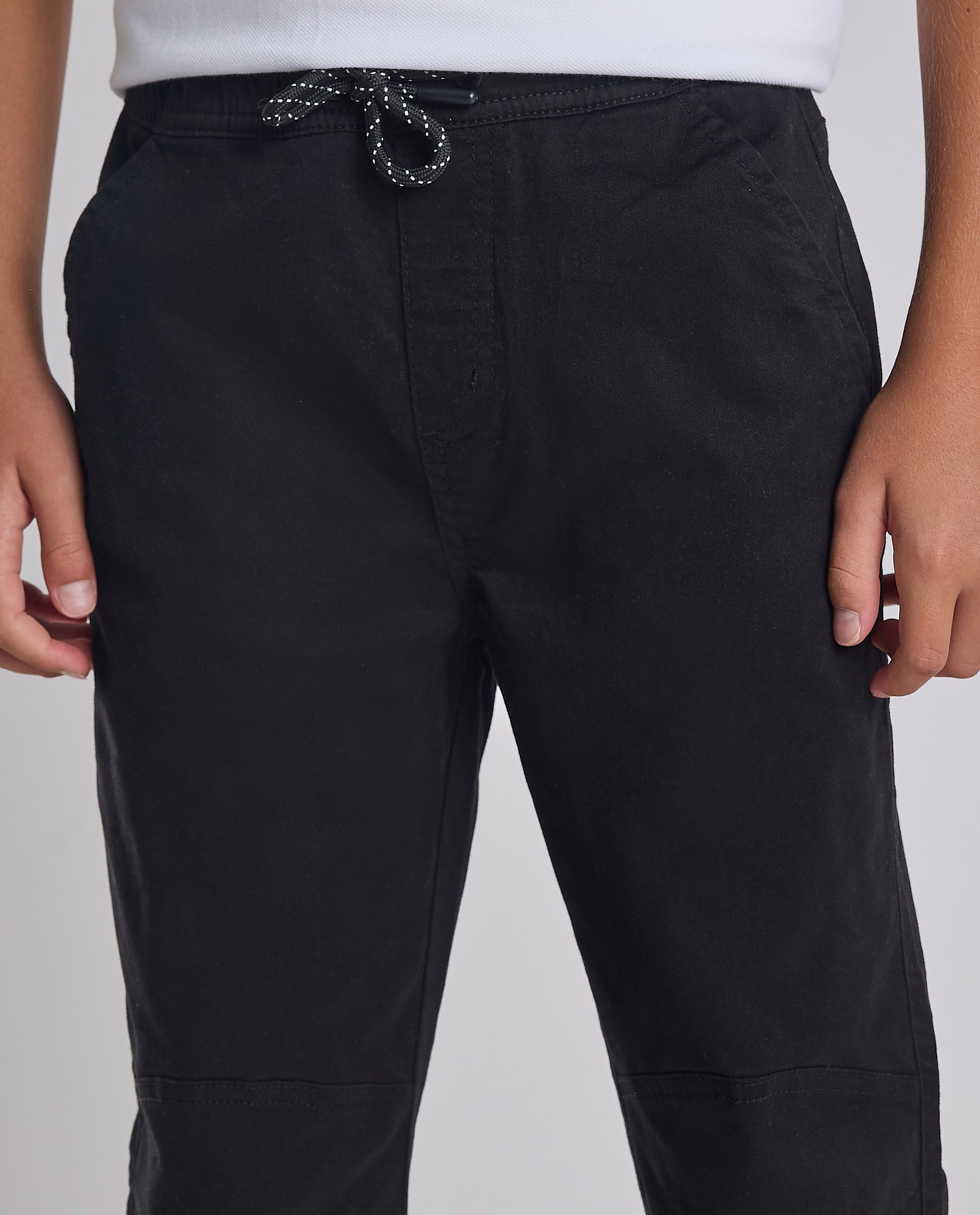 Solid Jogger Pants with Drawstring Waist