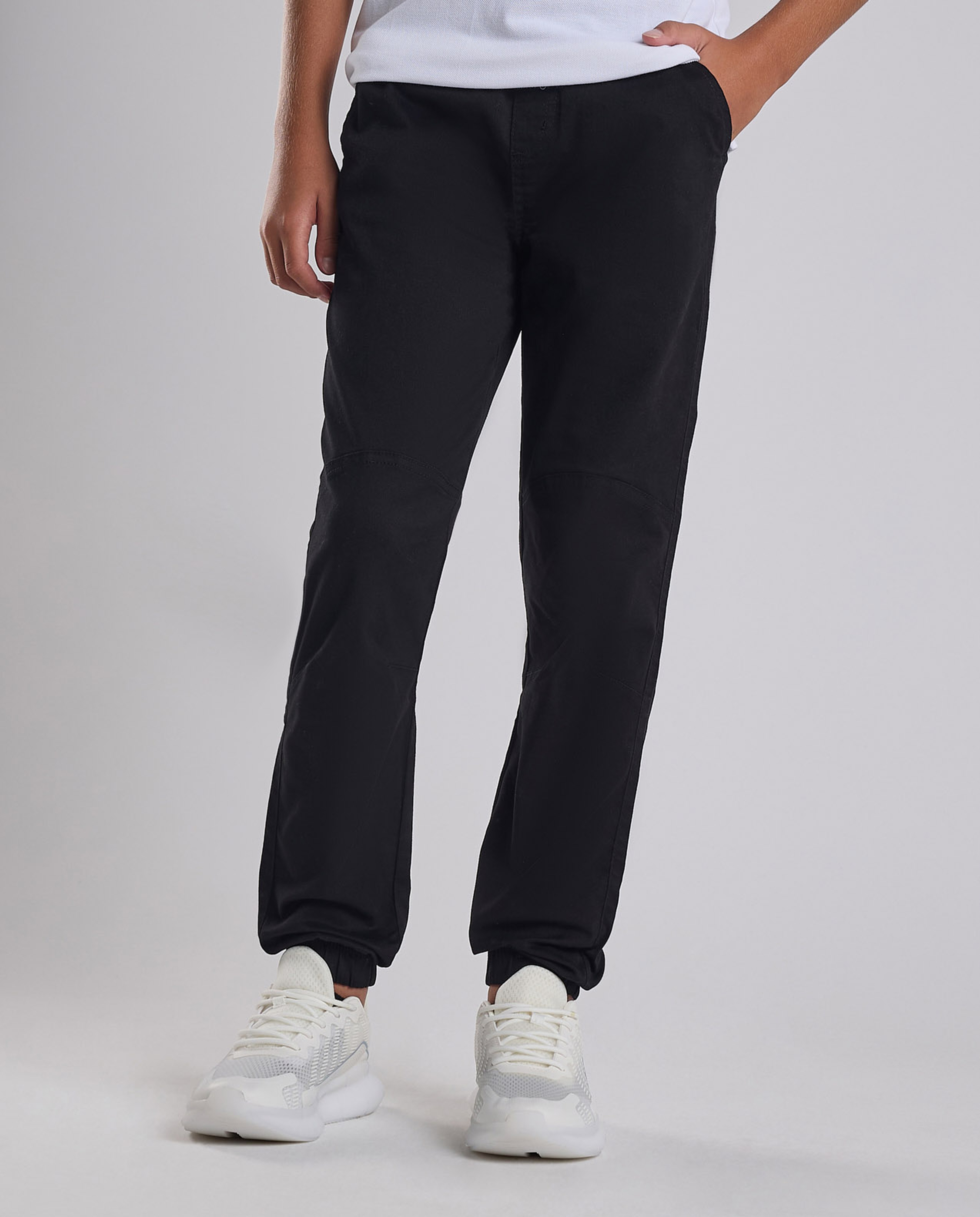 Solid Jogger Pants with Drawstring Waist