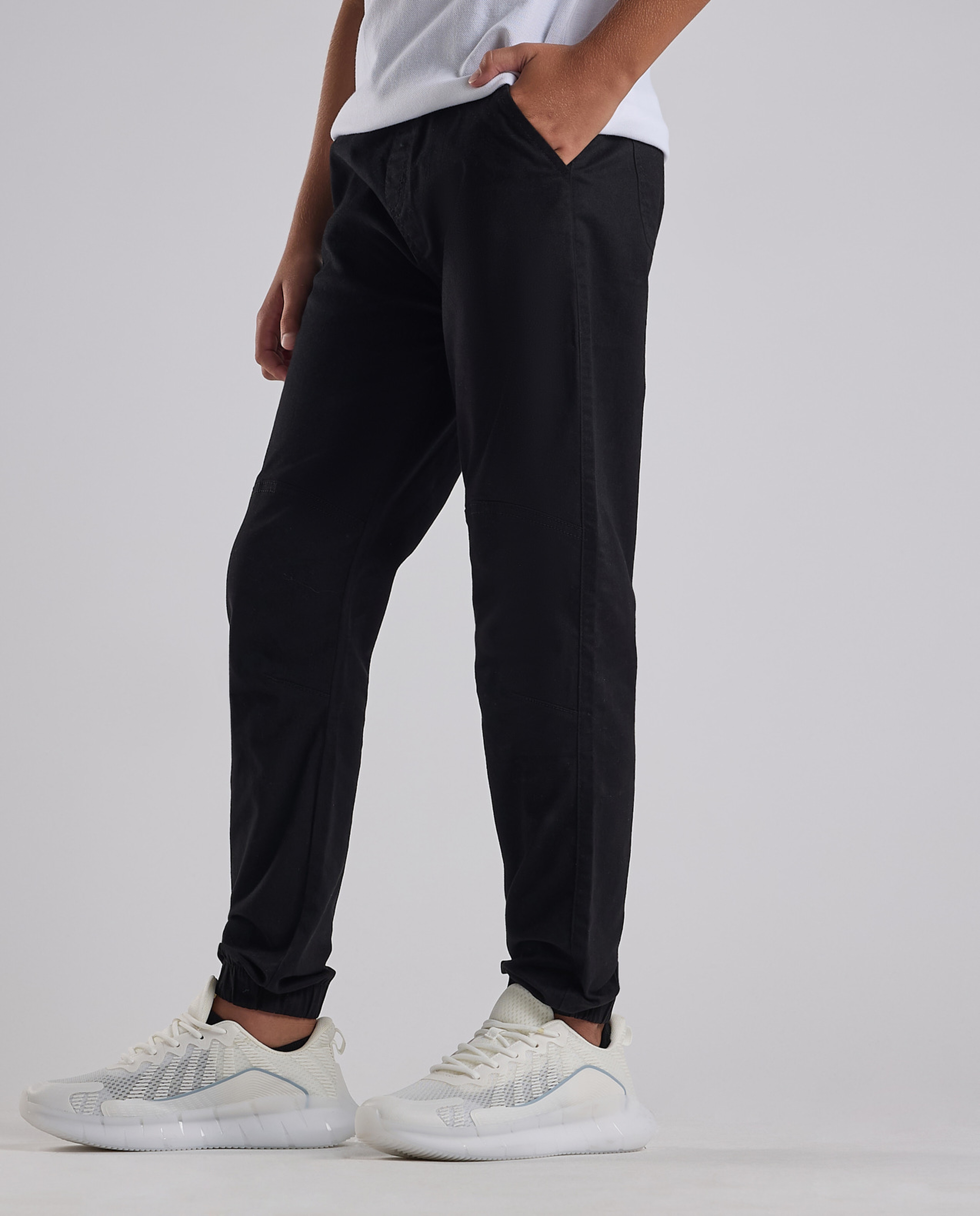 Solid Jogger Pants with Drawstring Waist