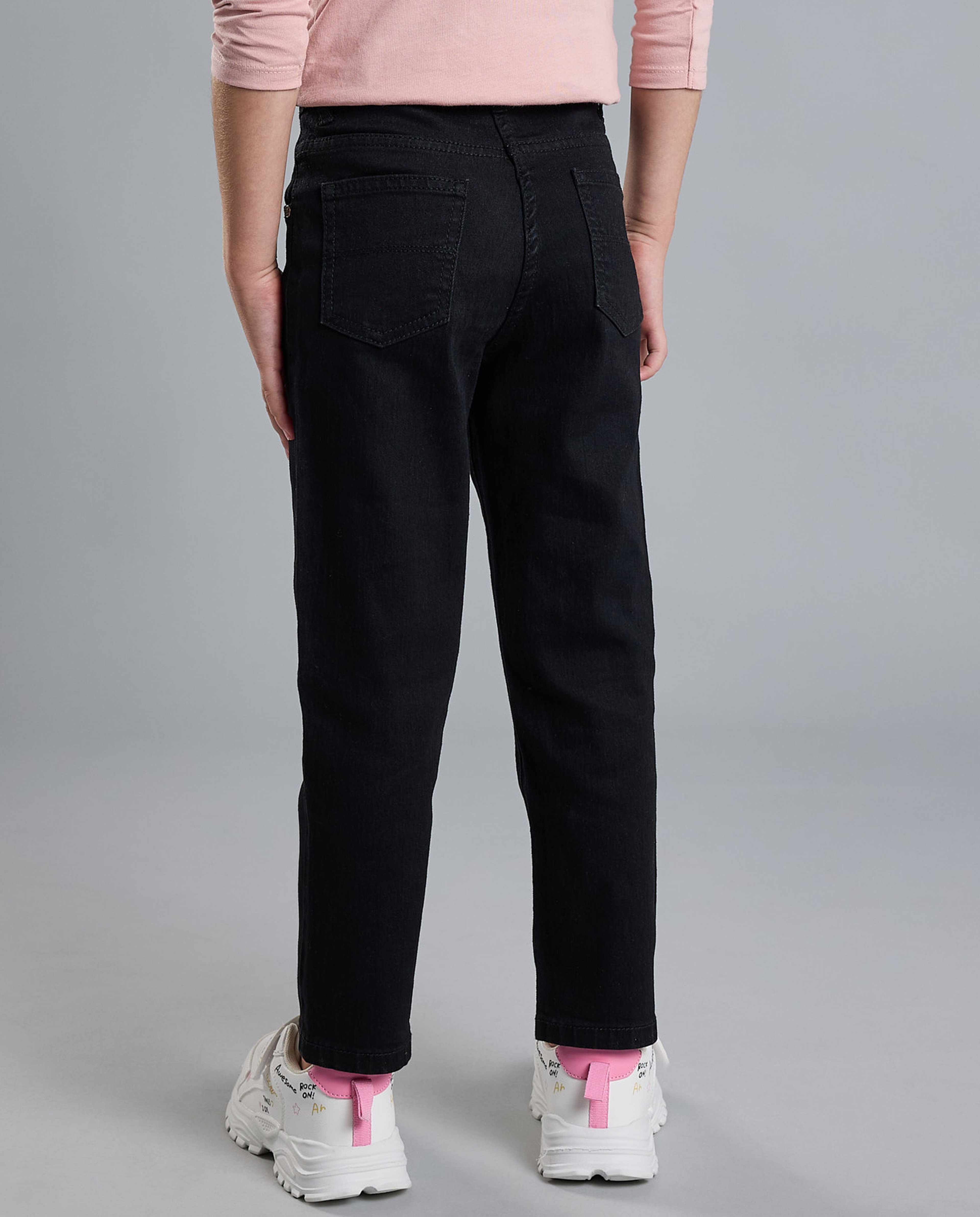 Solid Regular Fit Jeans with Button Closure