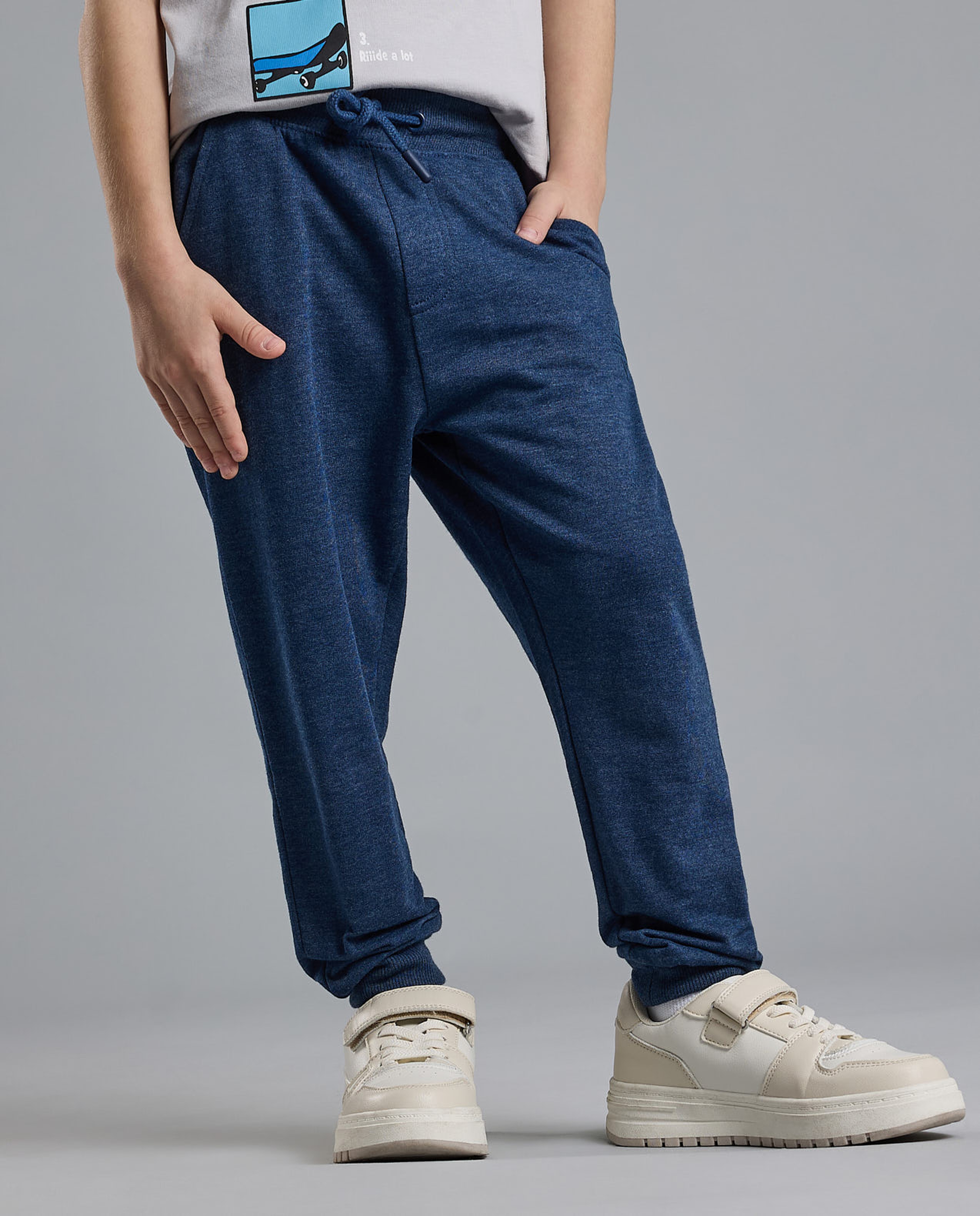 Solid Joggers with Drawstring Waist