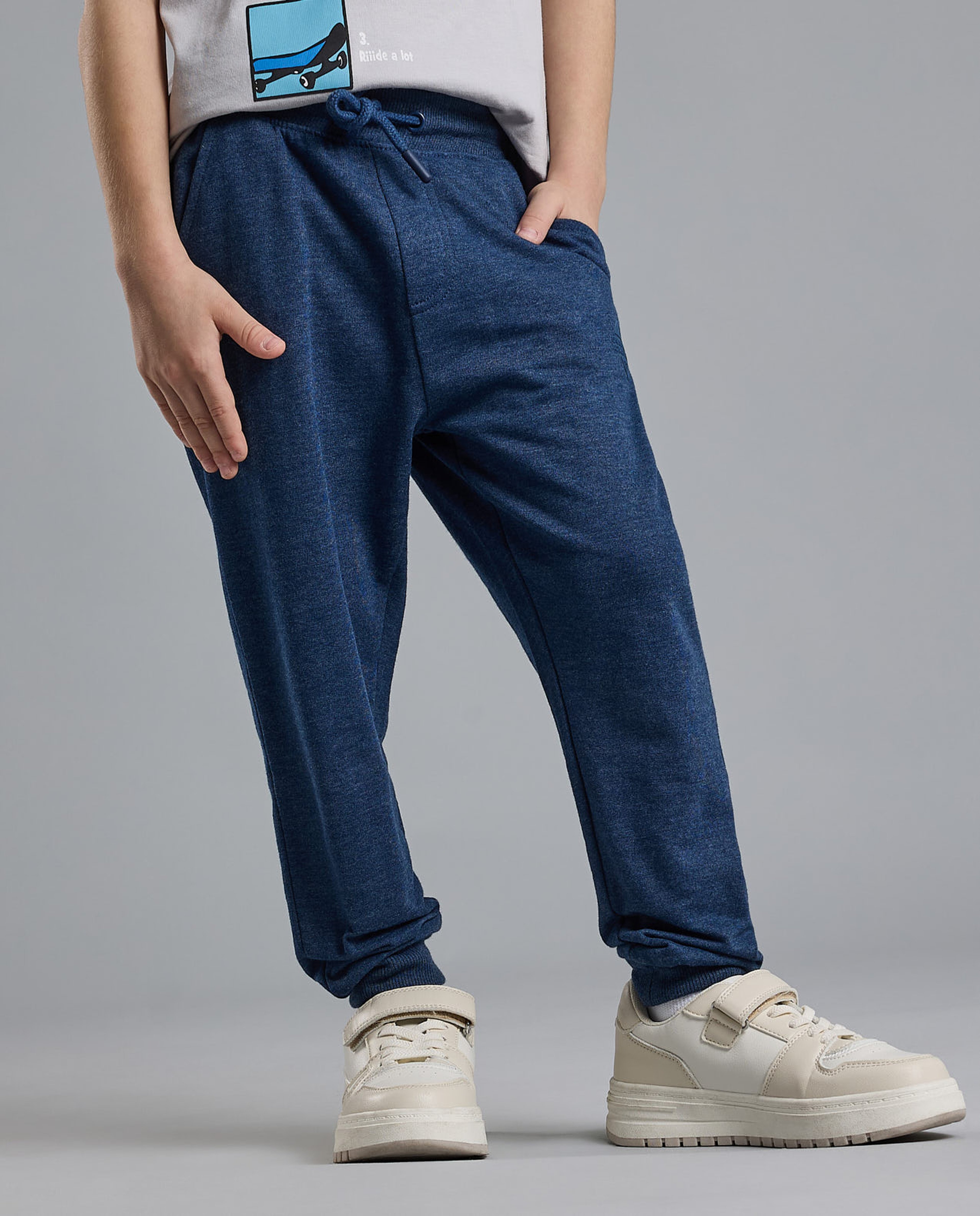 Solid Joggers with Drawstring Waist