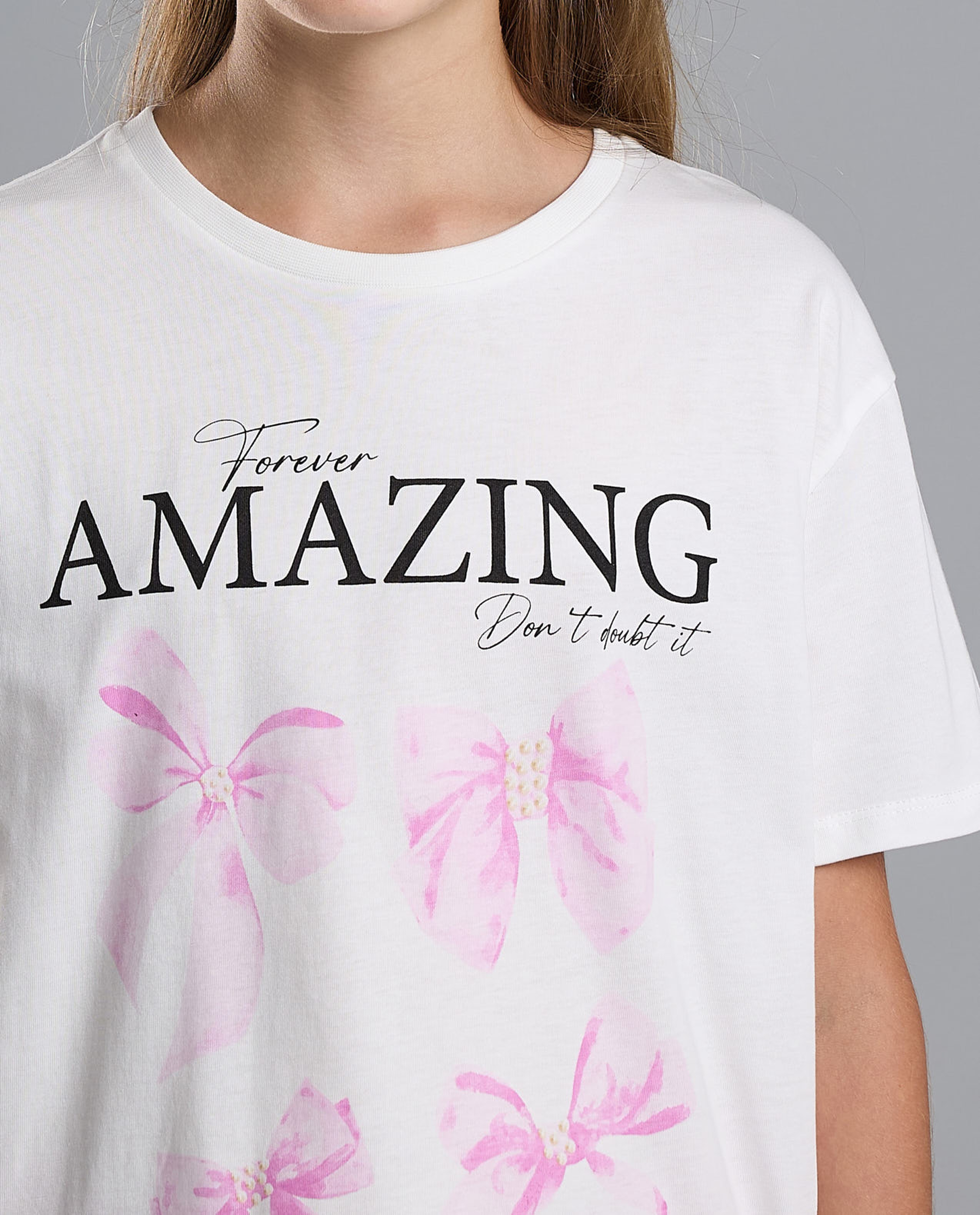 Printed T-Shirt with Crew Neck and Short Sleeves