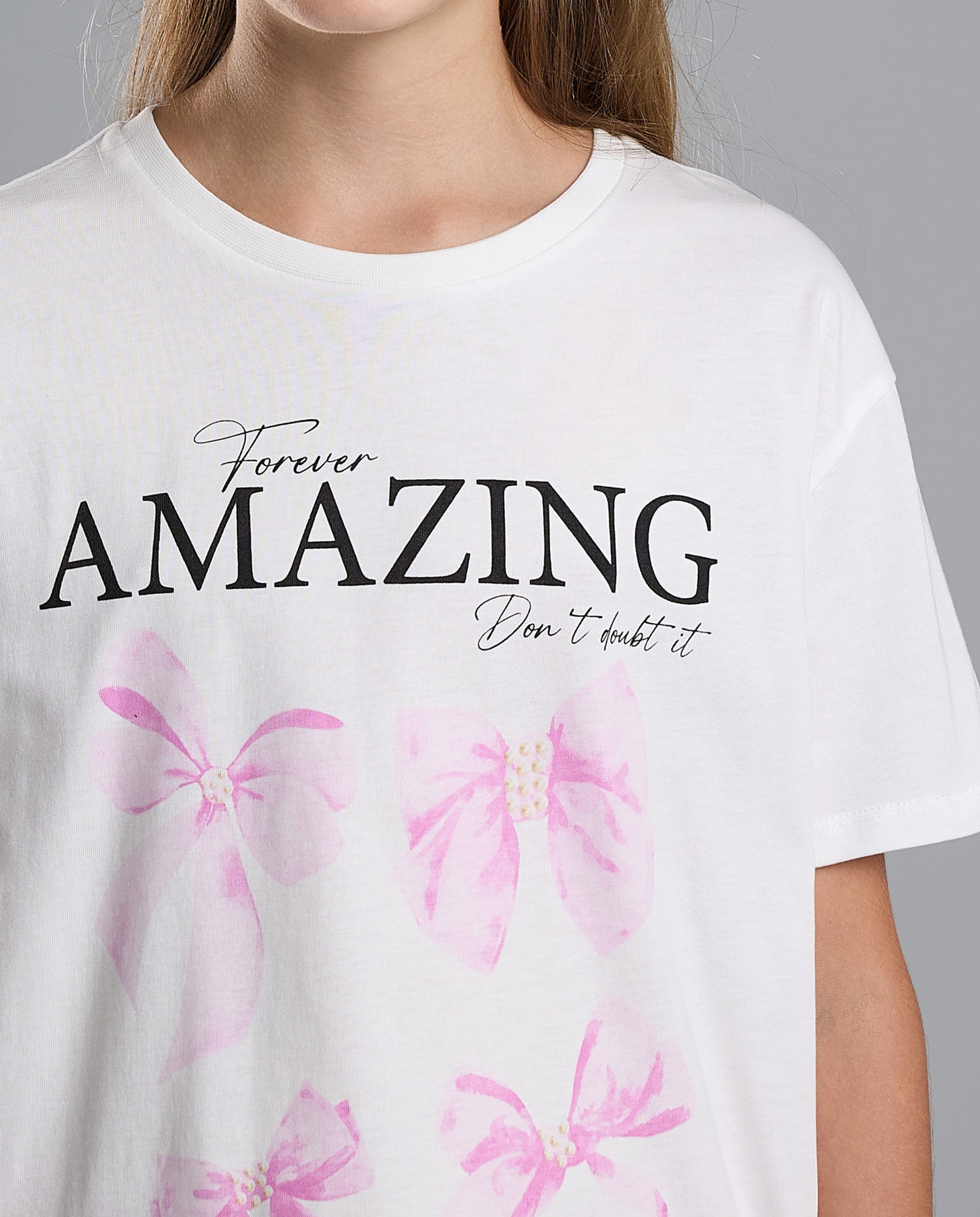 Printed T-Shirt with Crew Neck and Short Sleeves