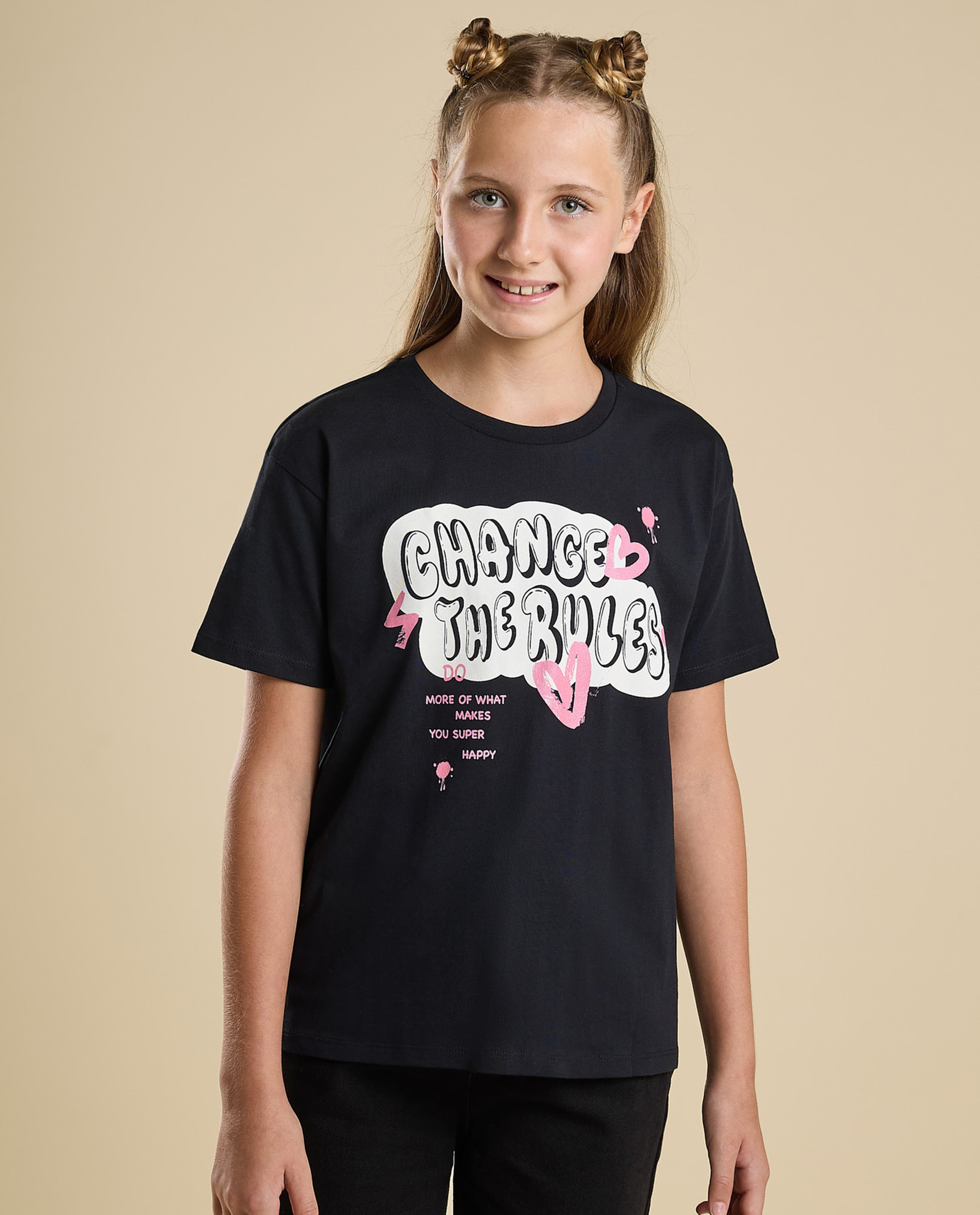 Printed T-Shirt with Crew Neck and Short Sleeves