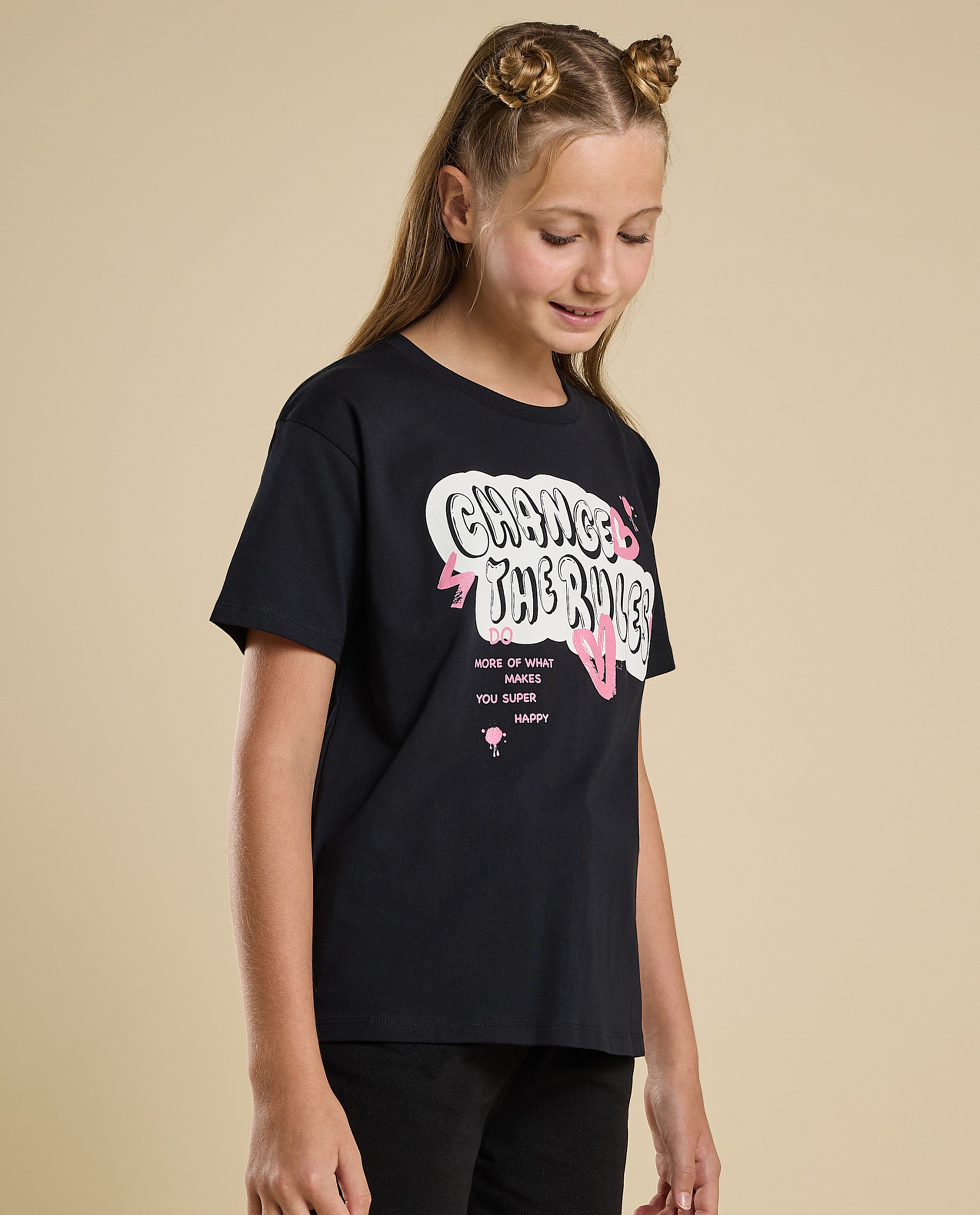 Printed T-Shirt with Crew Neck and Short Sleeves