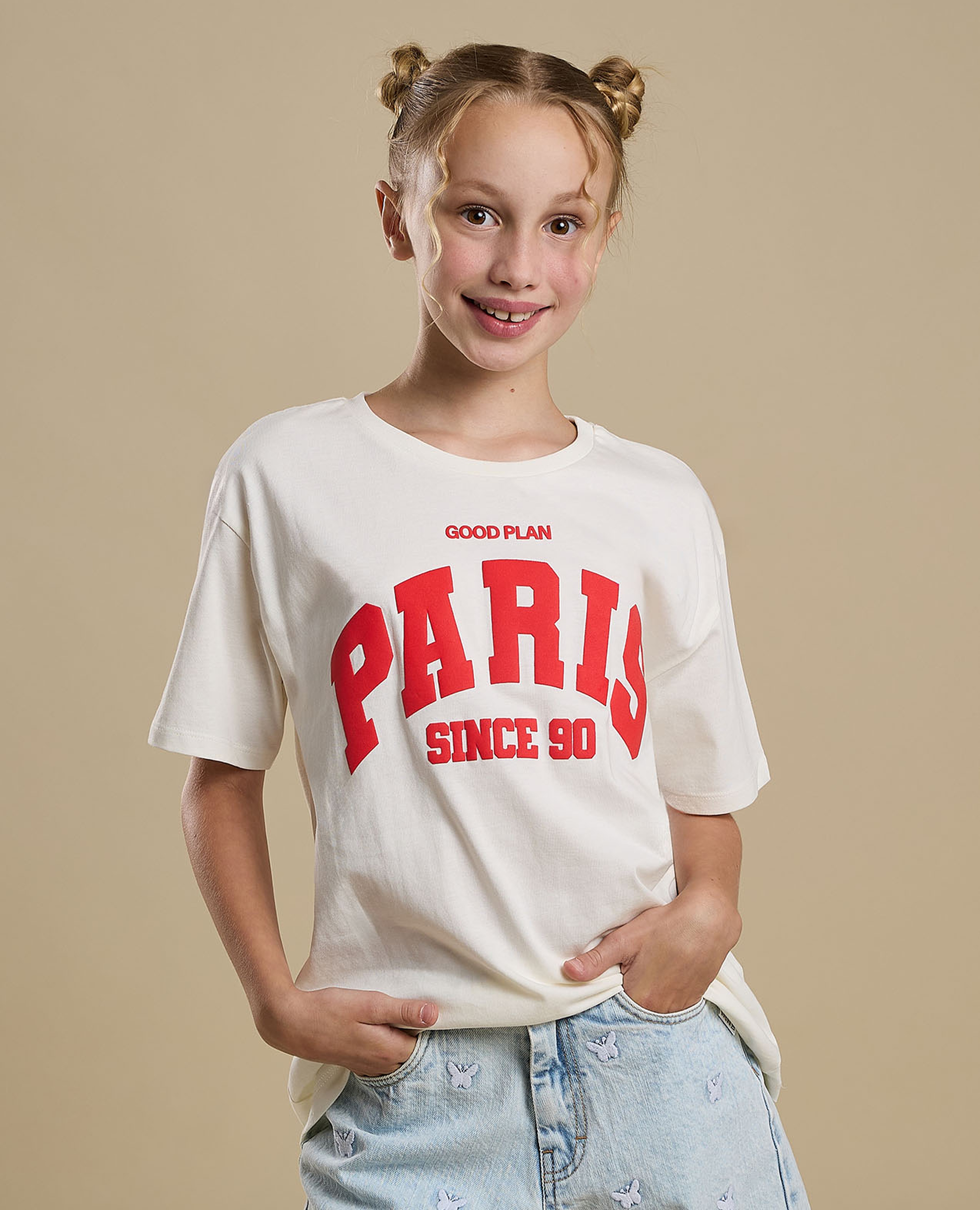 Typography Print T-Shirt with Crew Neck and Short Sleeves