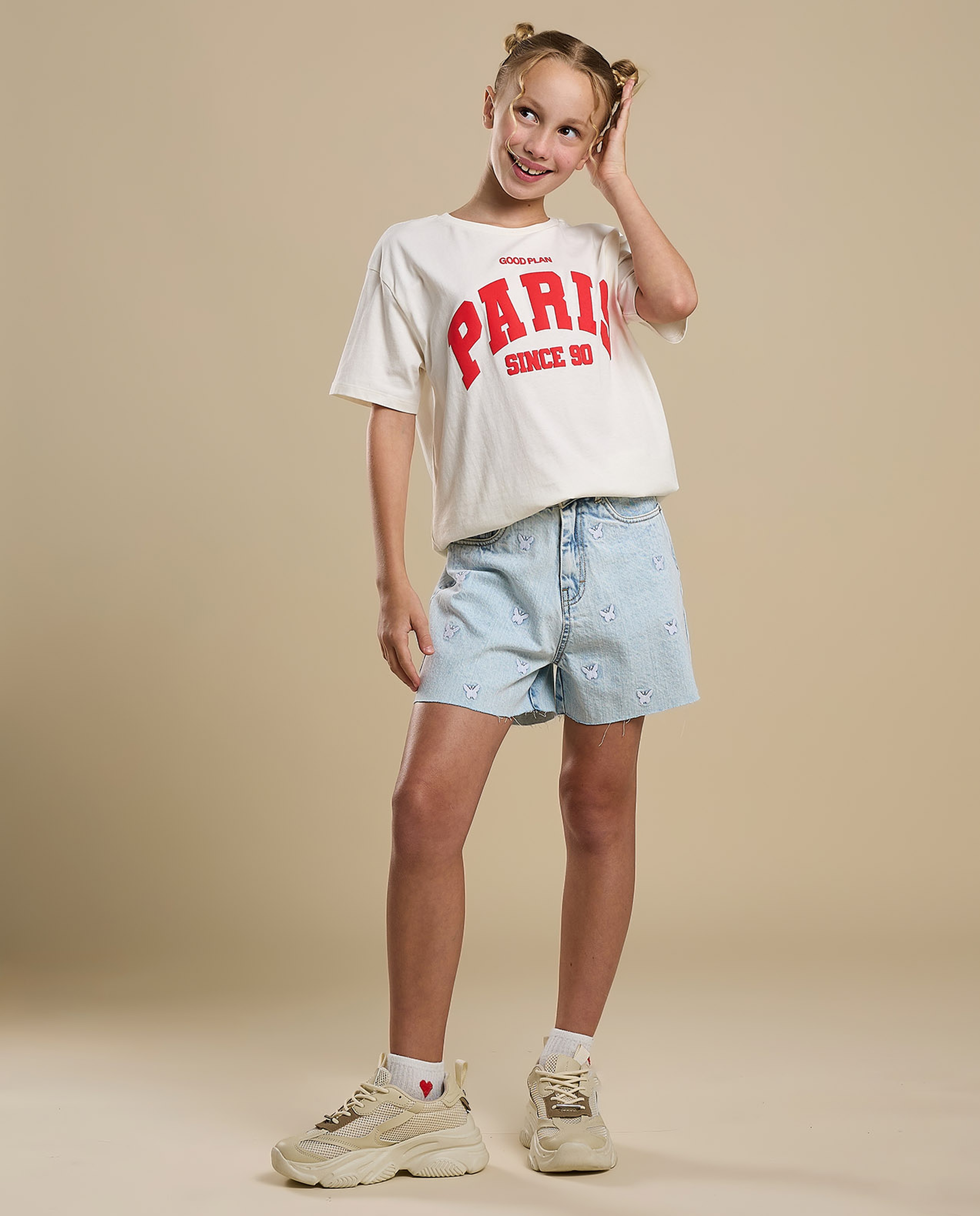 Typography Print T-Shirt with Crew Neck and Short Sleeves