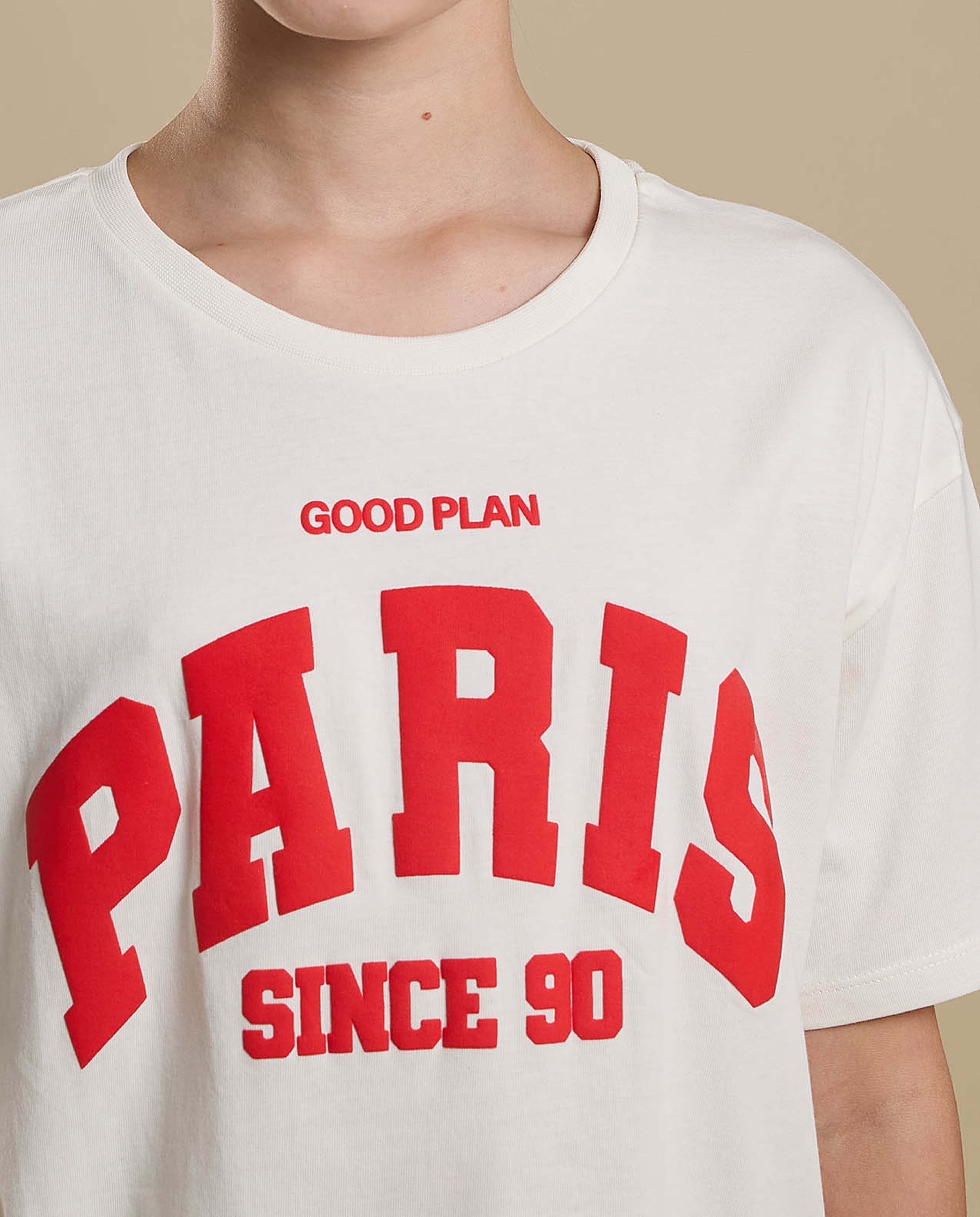 Typography Print T-Shirt with Crew Neck and Short Sleeves