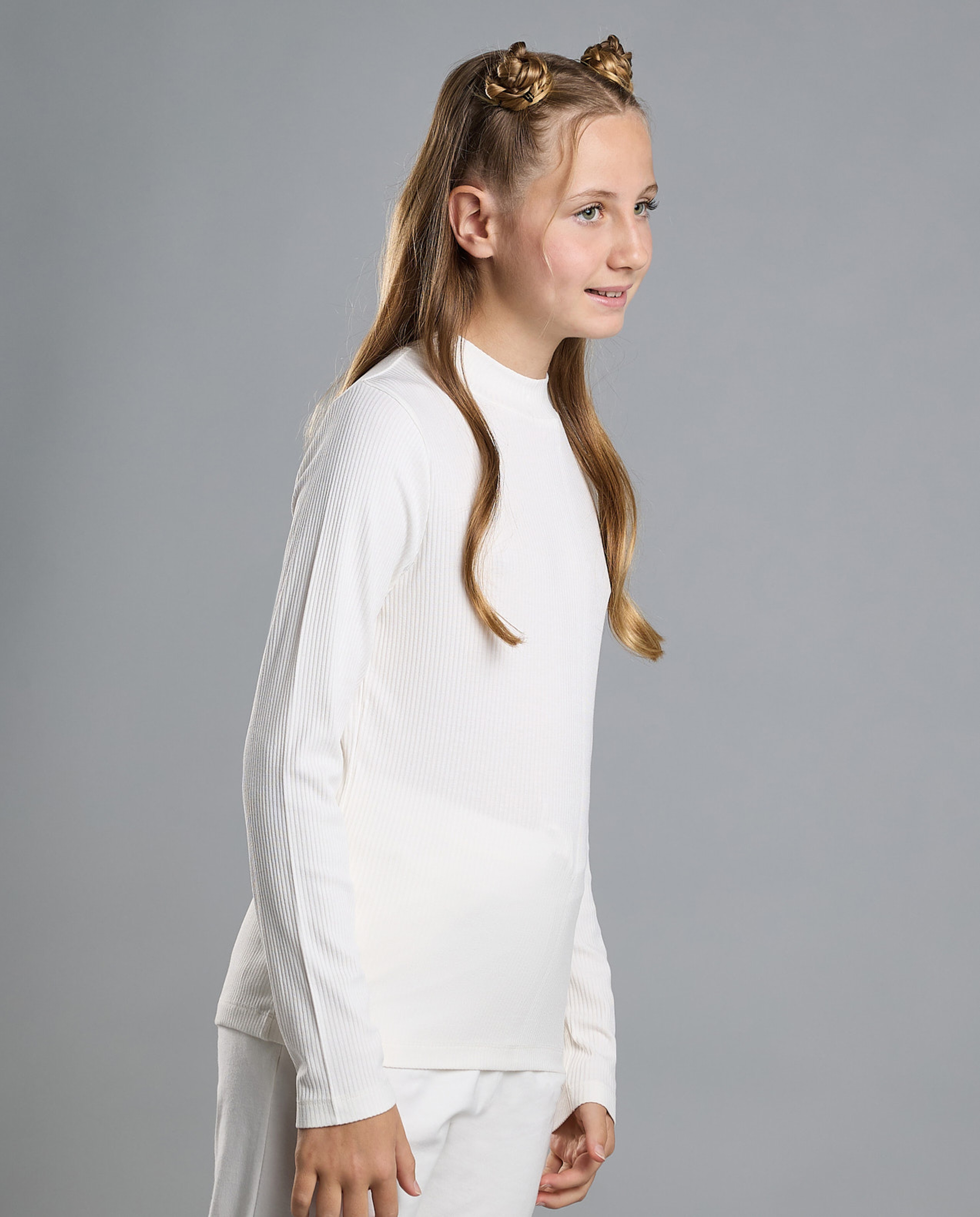 Solid Top with High Neck and Long Sleeves