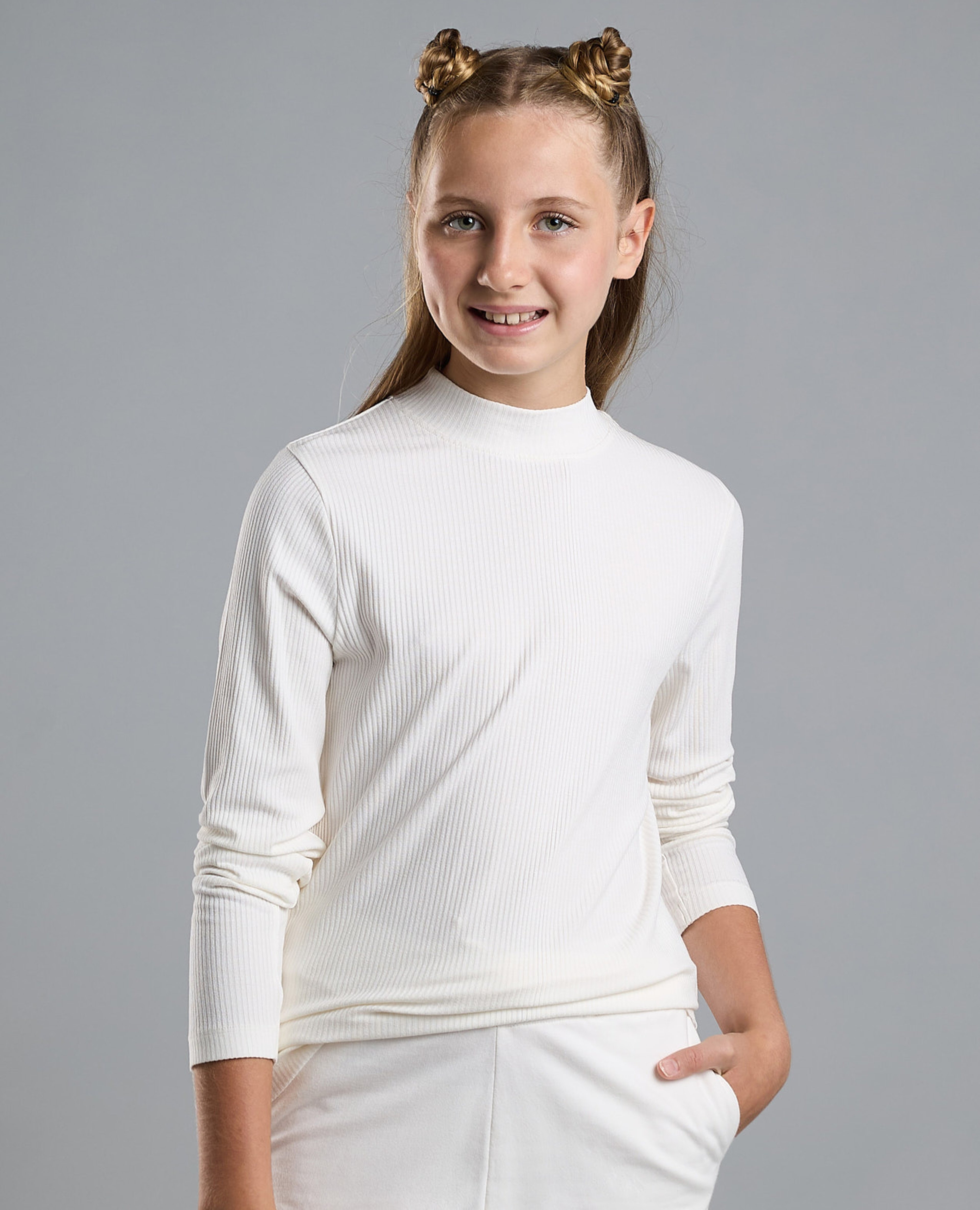 Solid Top with High Neck and Long Sleeves
