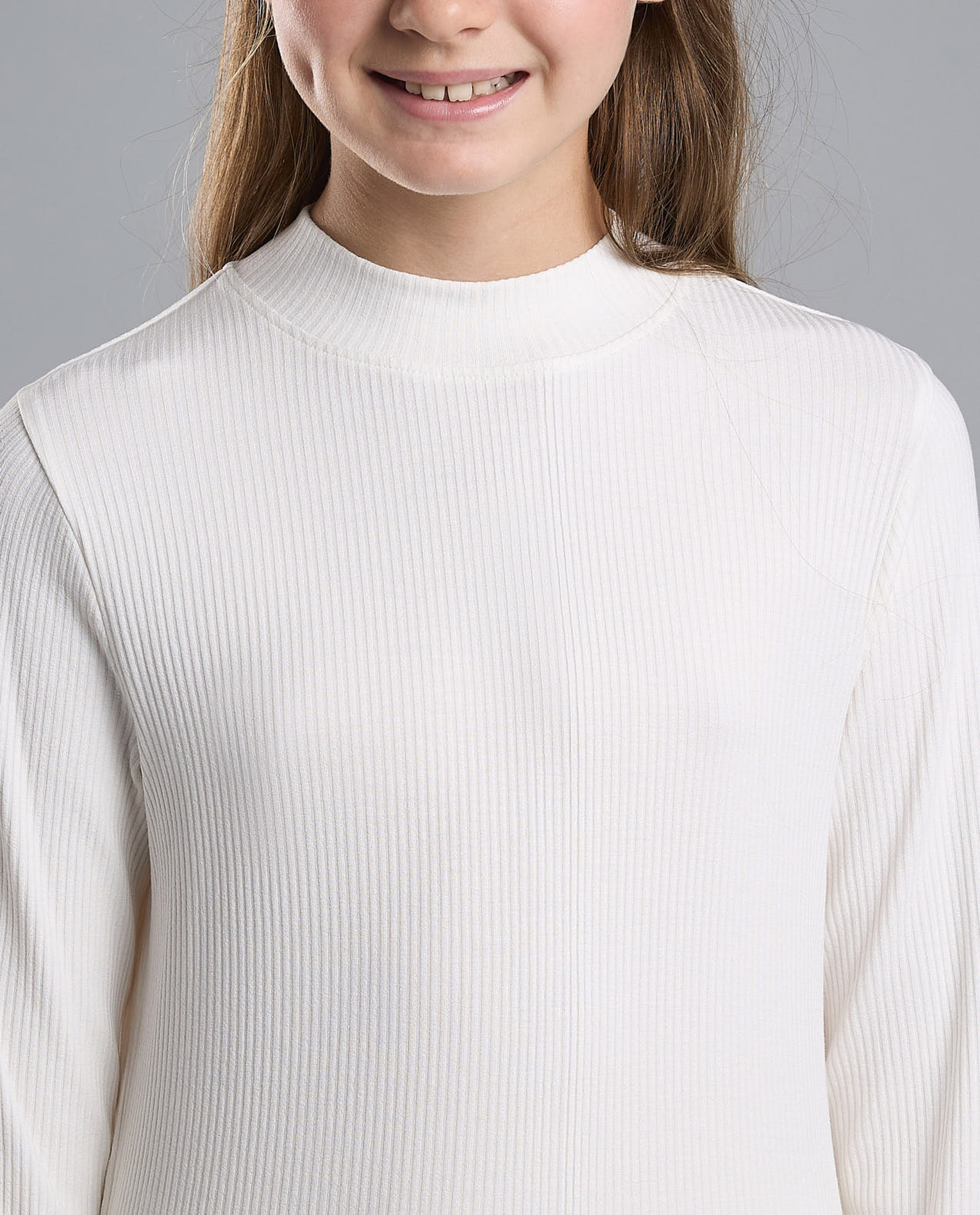 Solid Top with High Neck and Long Sleeves