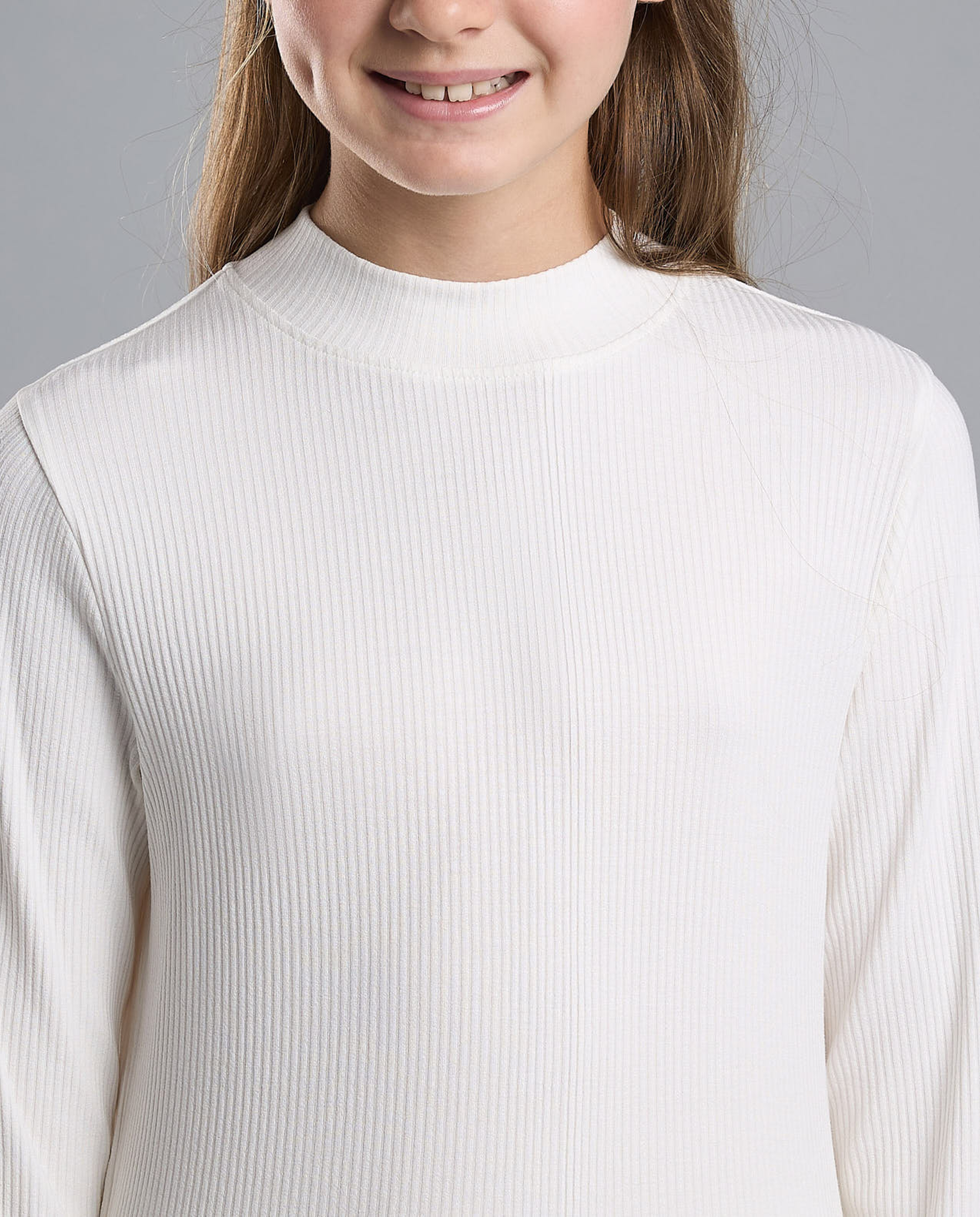 Solid Top with High Neck and Long Sleeves