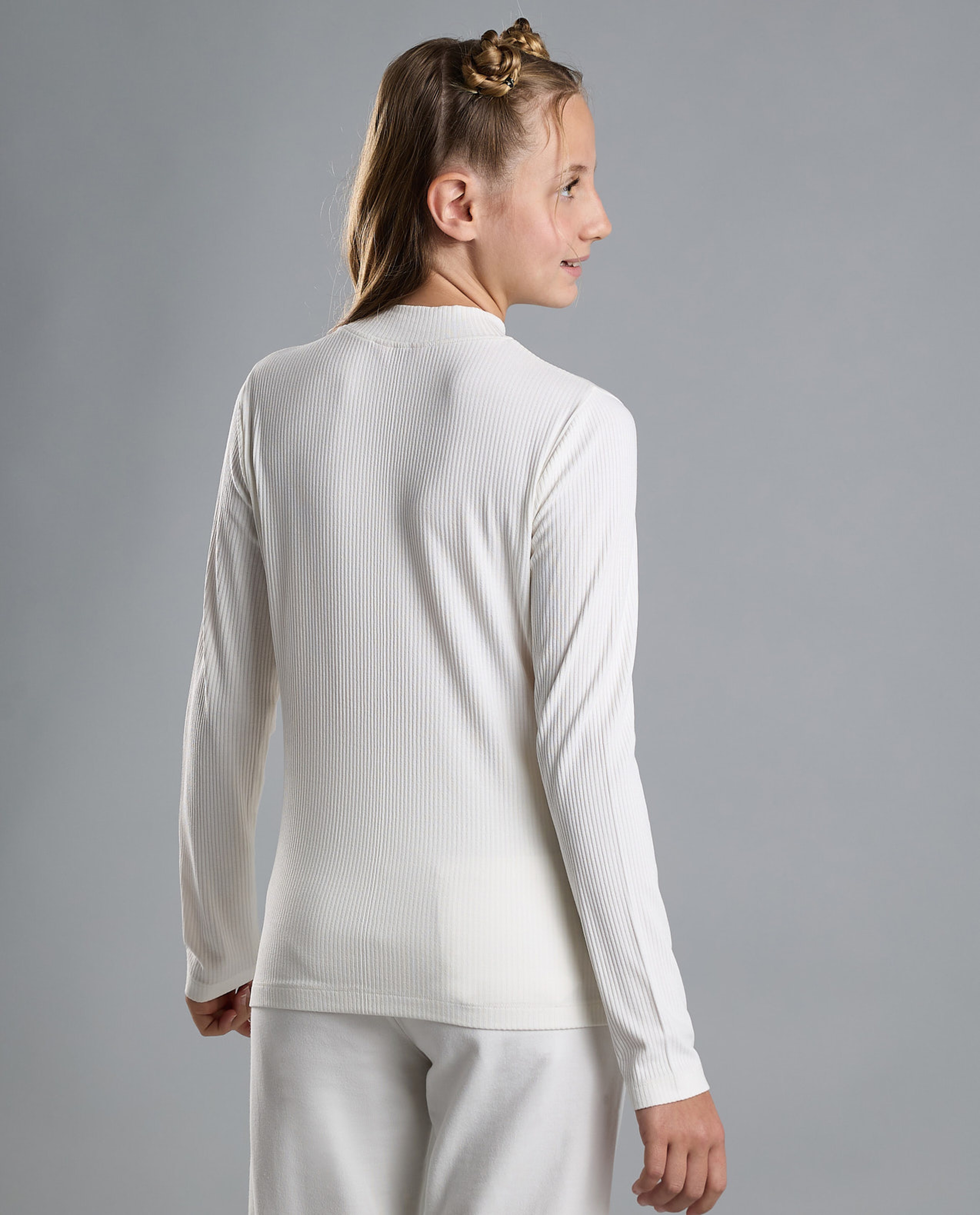 Solid Top with High Neck and Long Sleeves
