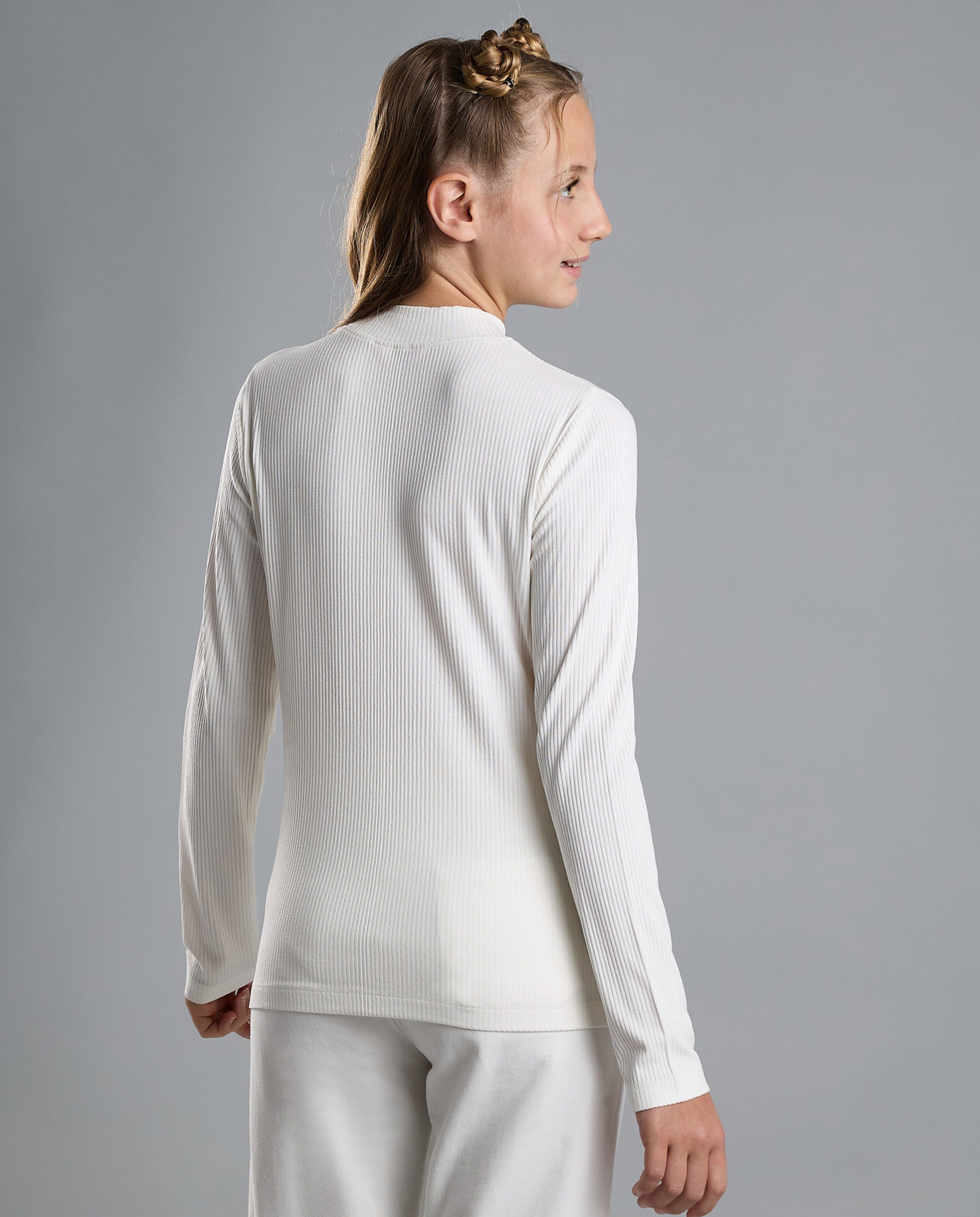 Solid Top with High Neck and Long Sleeves