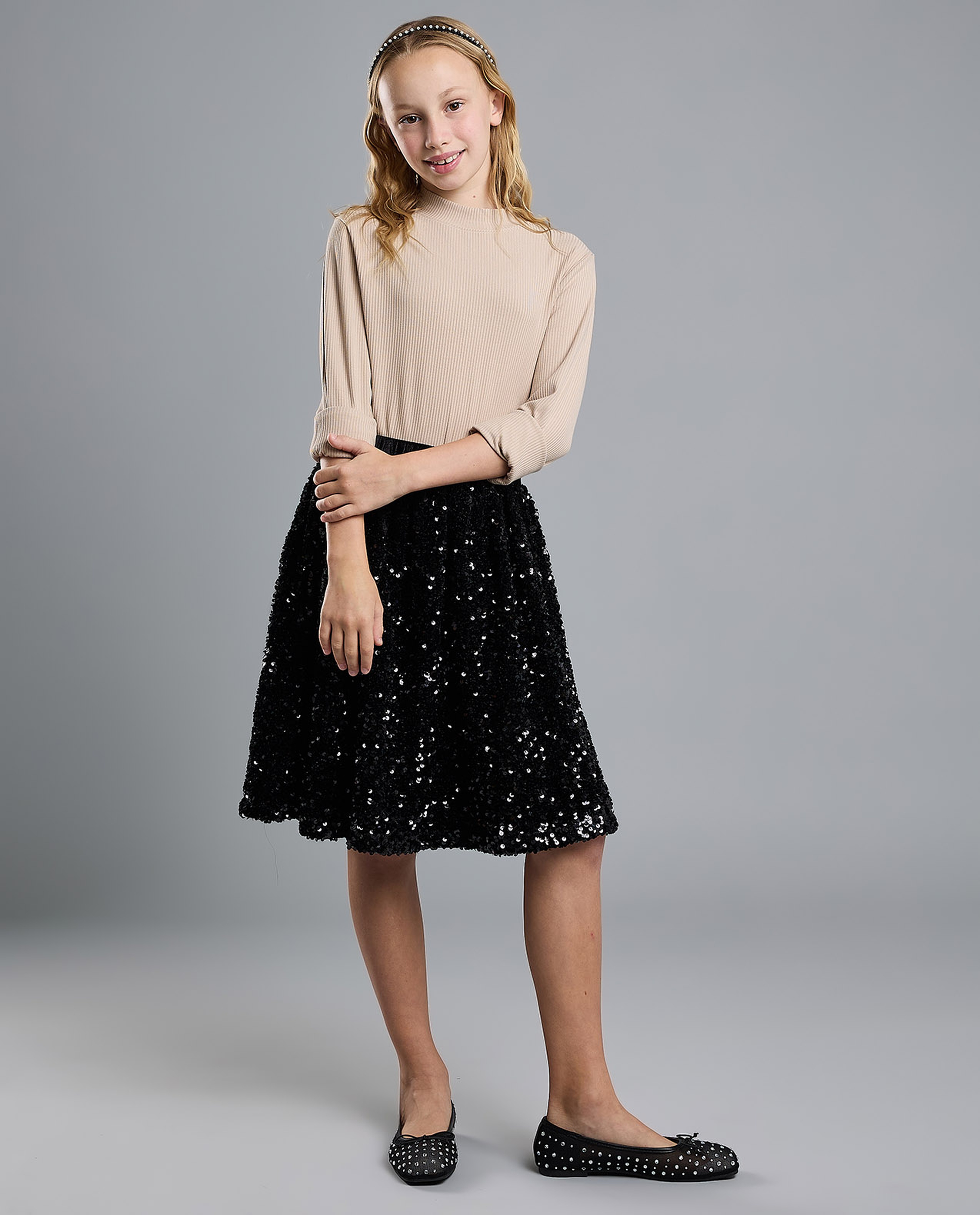 Ribbed Top with Mock Neck and Long Sleeves