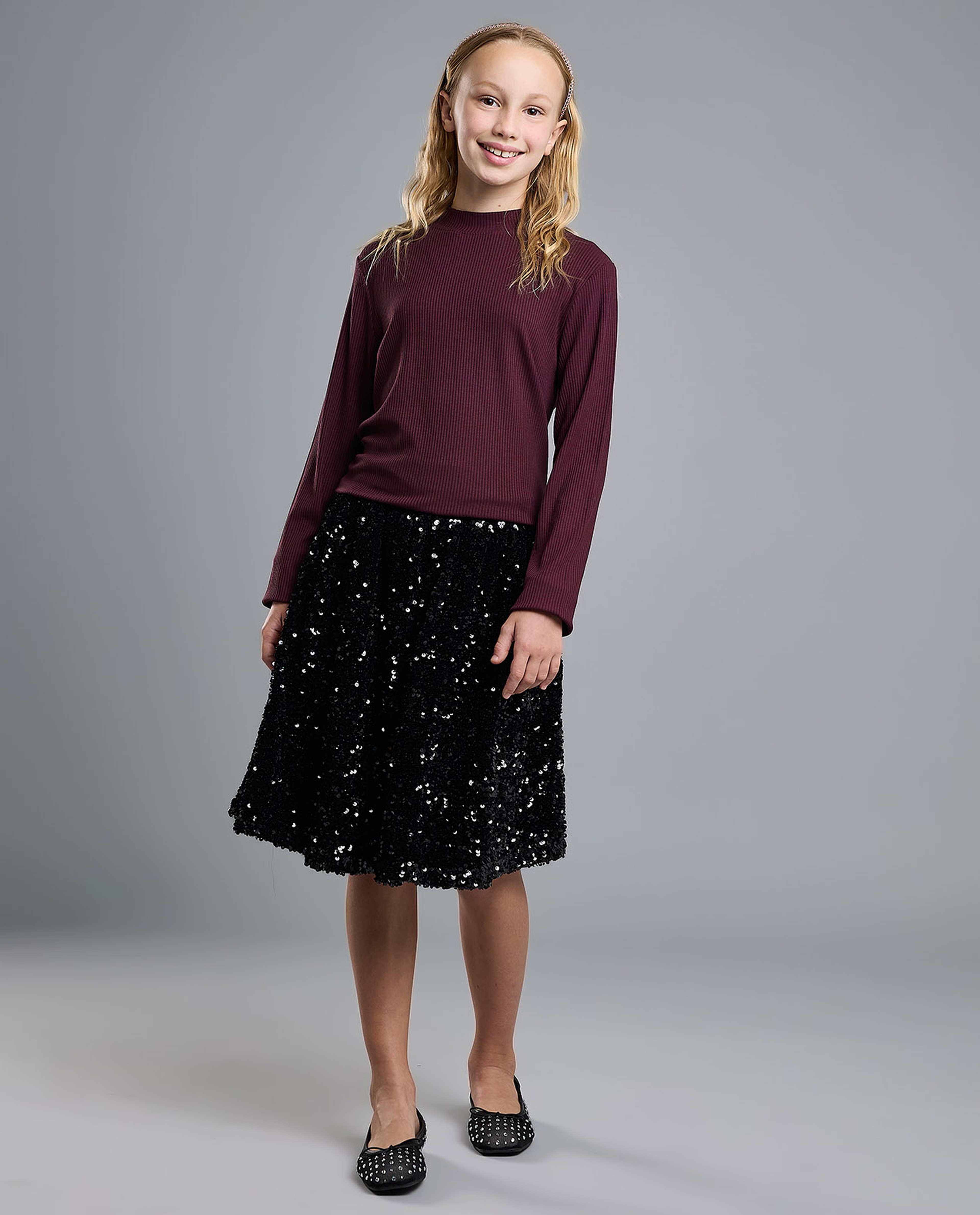 Ribbed Top with Mock Neck and Long Sleeves