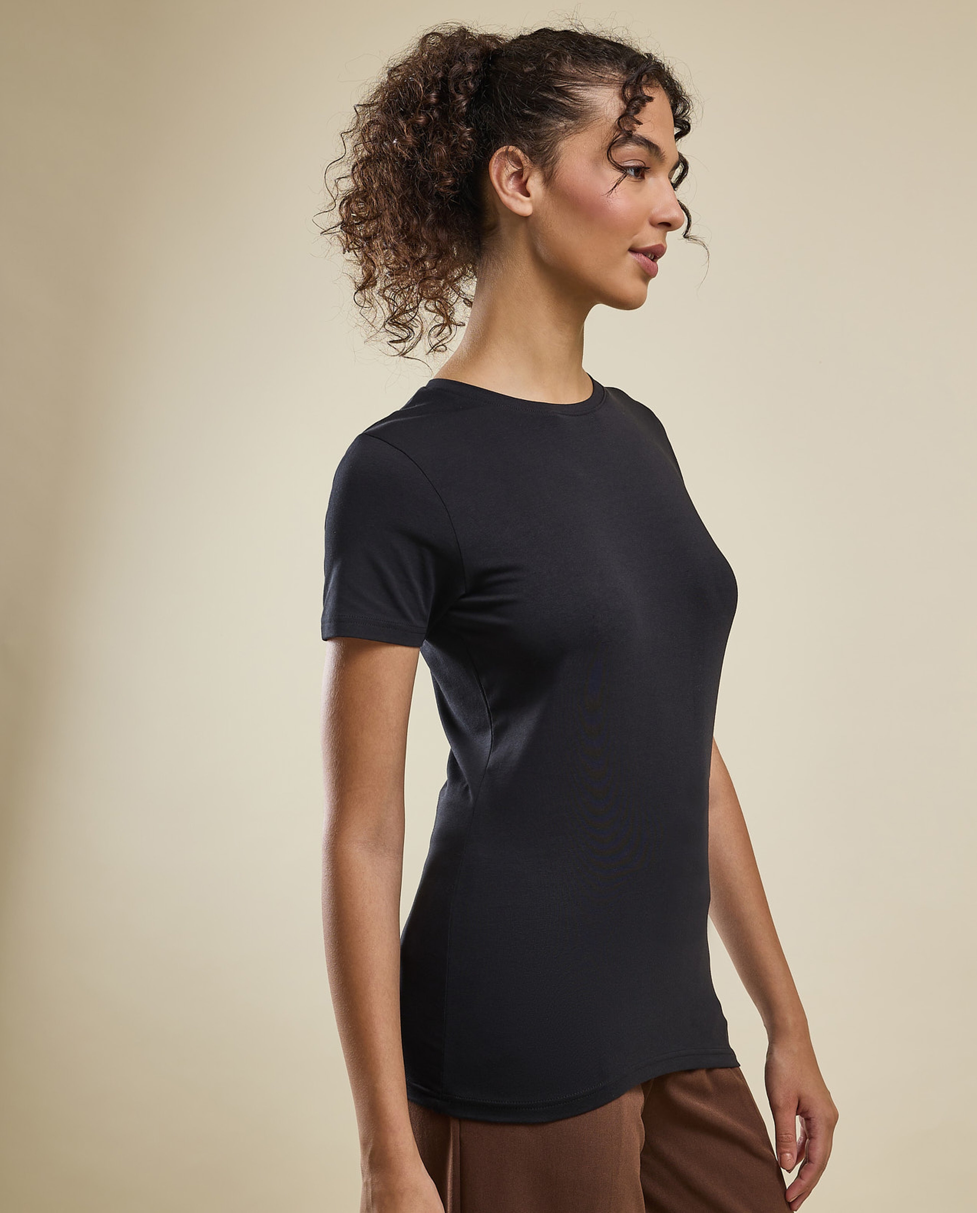 Solid T-Shirt with Crew Neck and Short Sleeves